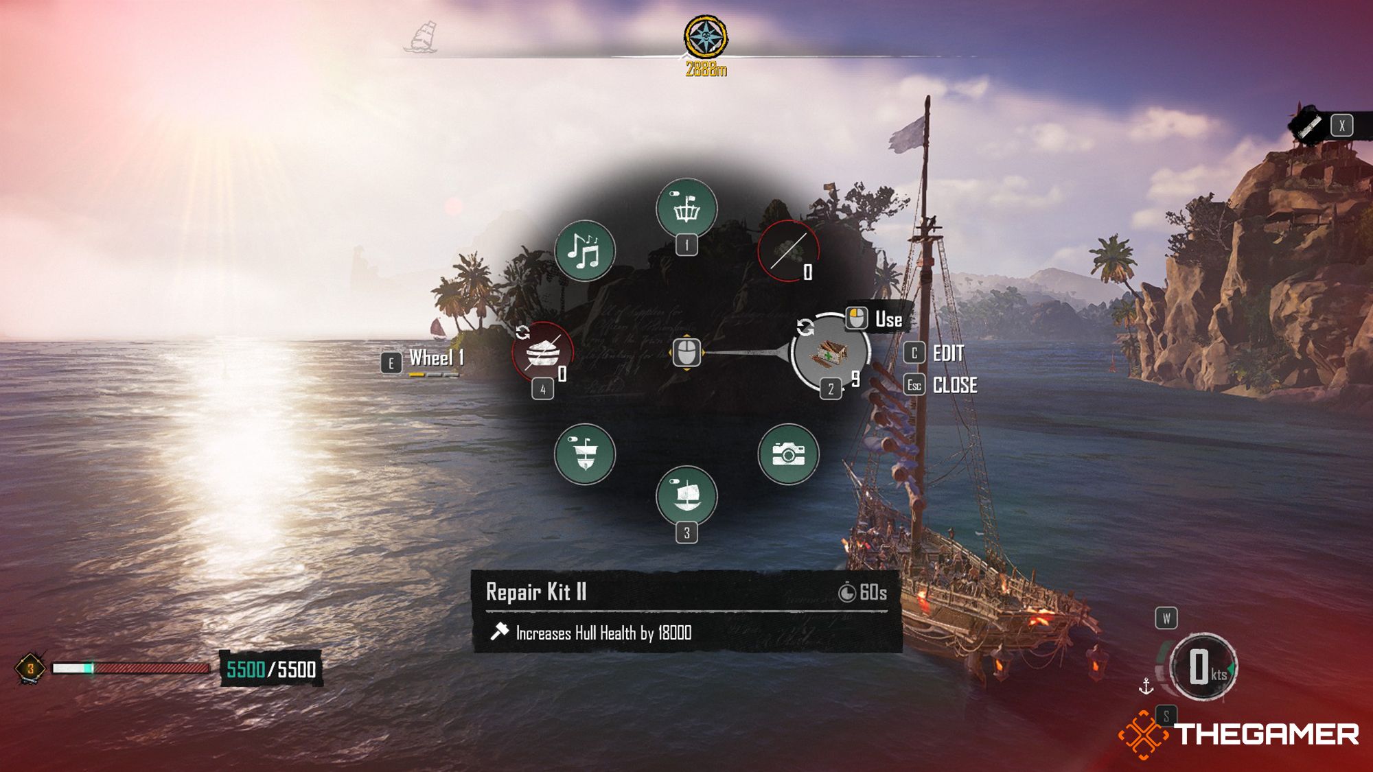 Skull and Bones - Item Wheel Menu Displays Repair Kits