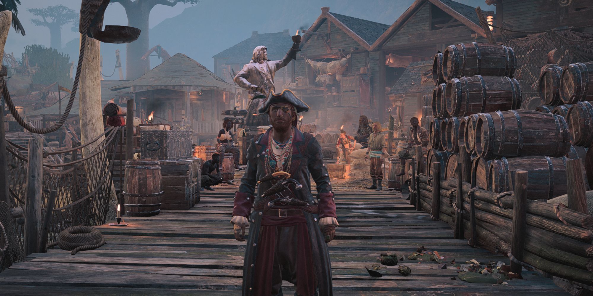 Skull And Bones Pirate Standing In the Main Harbor