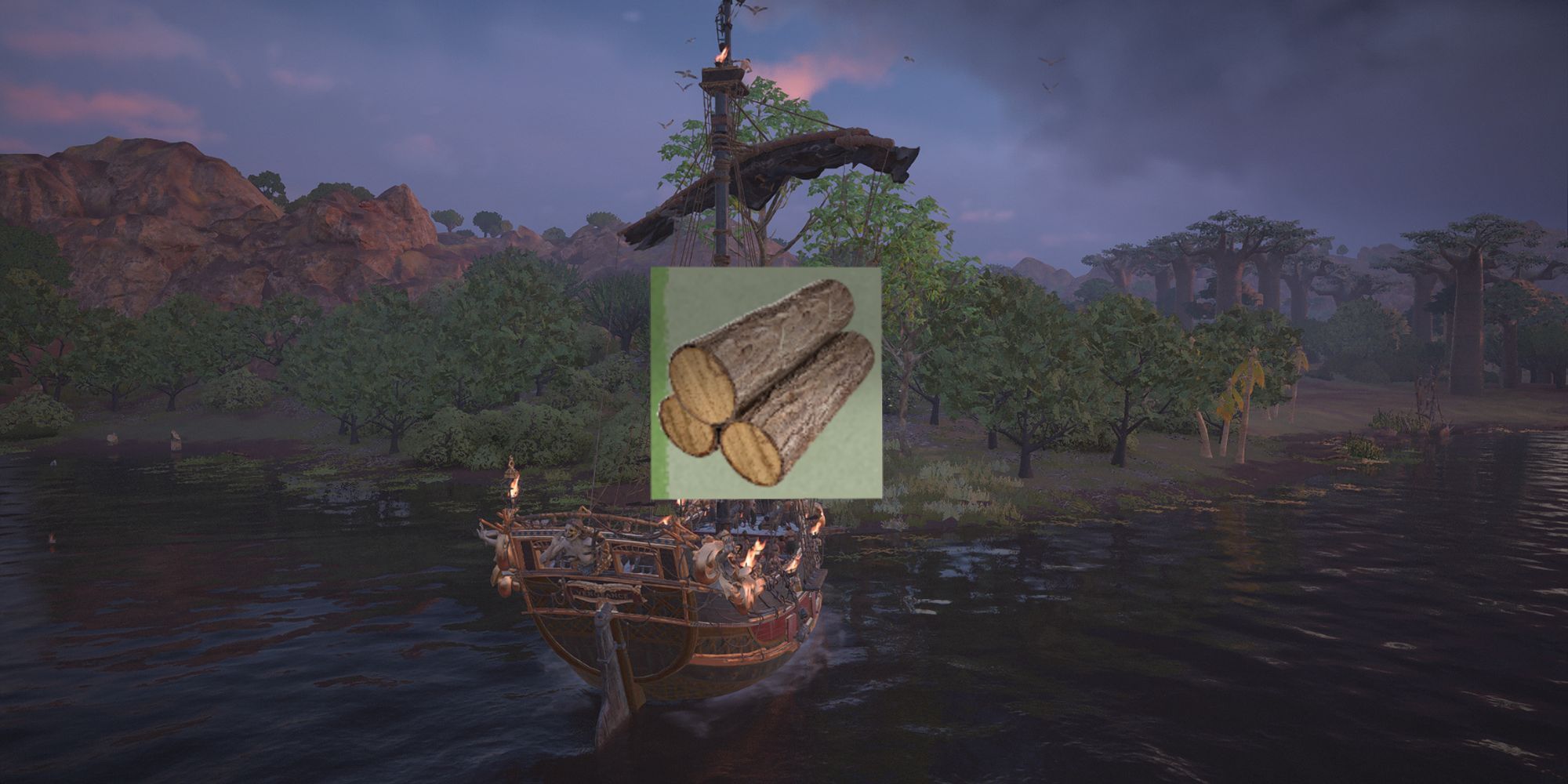 Skull And Bones Ship In Front Of Iroko Wood Tree