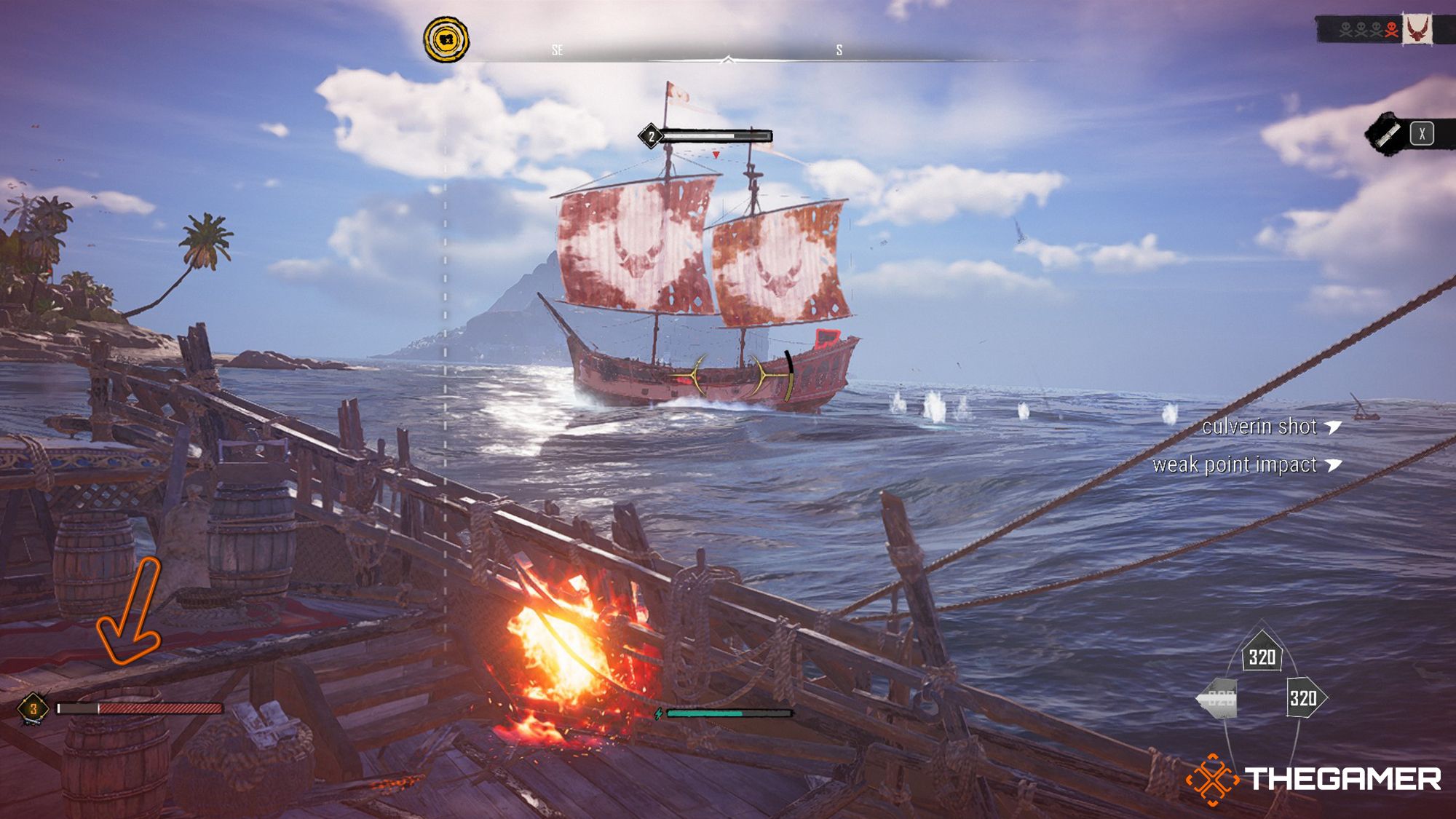 Skull and Bones - Ship is Burning And Lost Huge Amount of Its Maximum Health