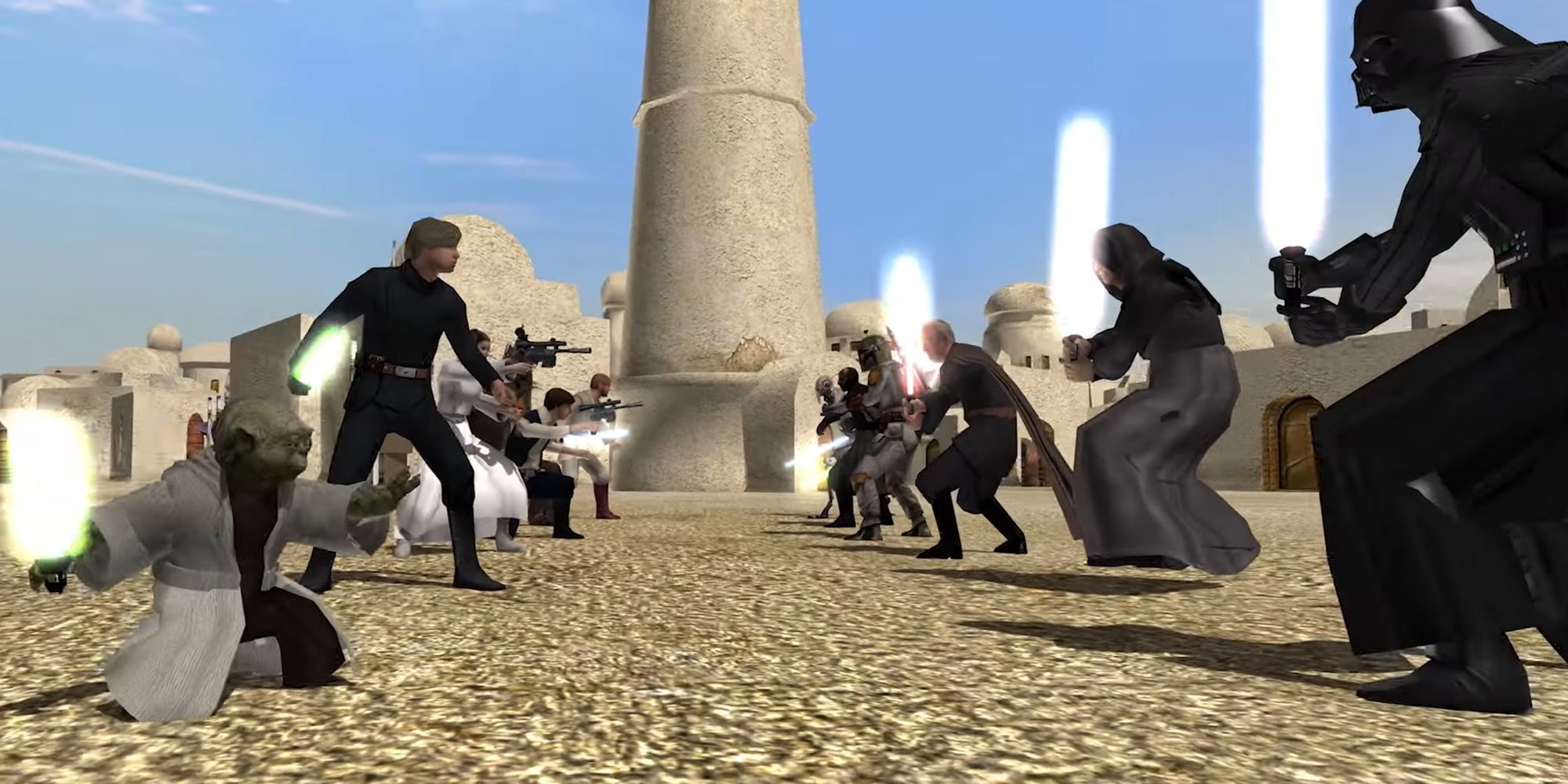 Star Wars Battlefront heroes facing off against villains in Tattooine