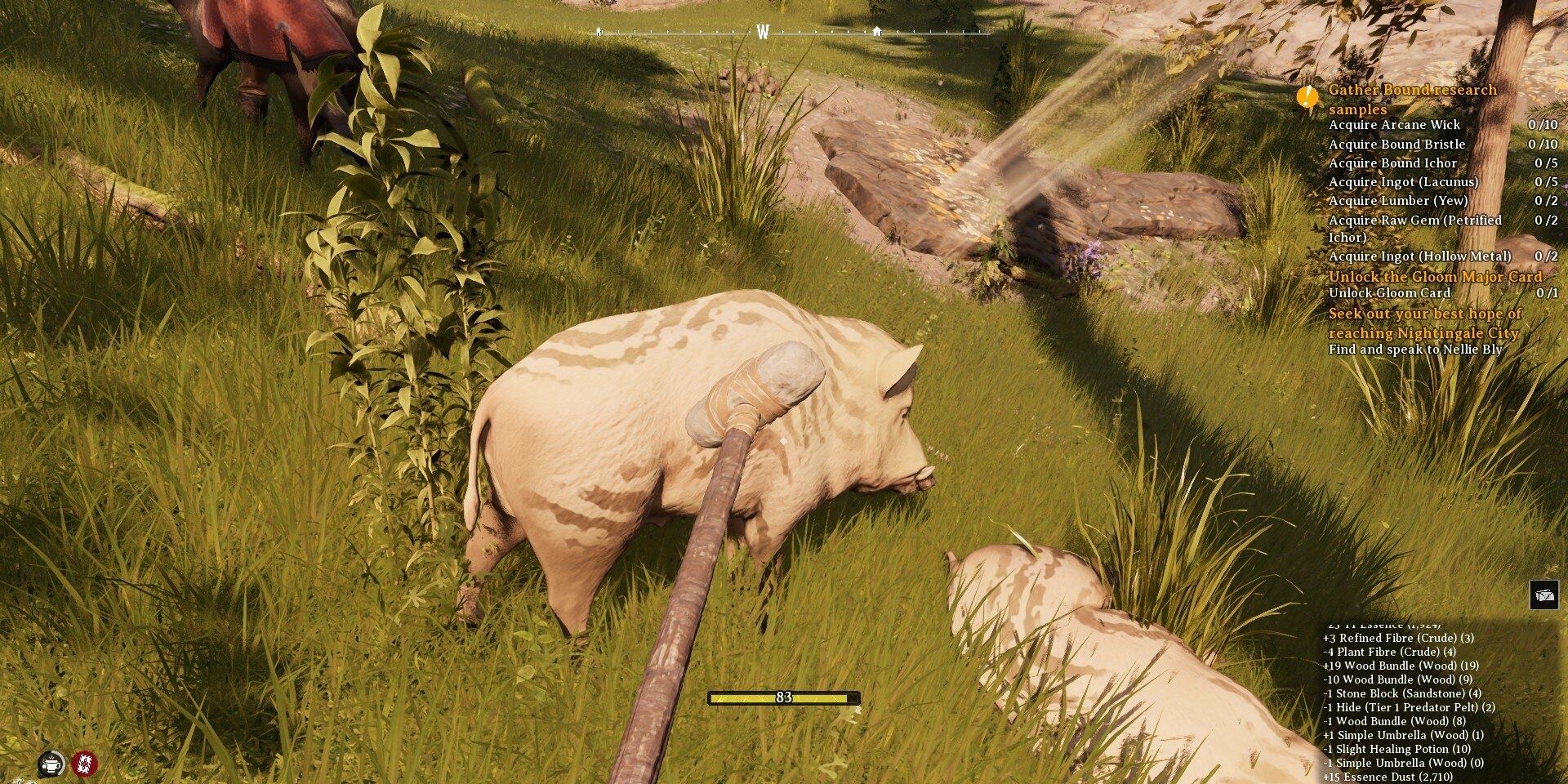attacking a ferroswine with a simple maul in nightingale