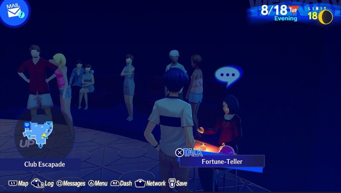 talking to the fortune teller at club escapade persona 3 reload rare shadows