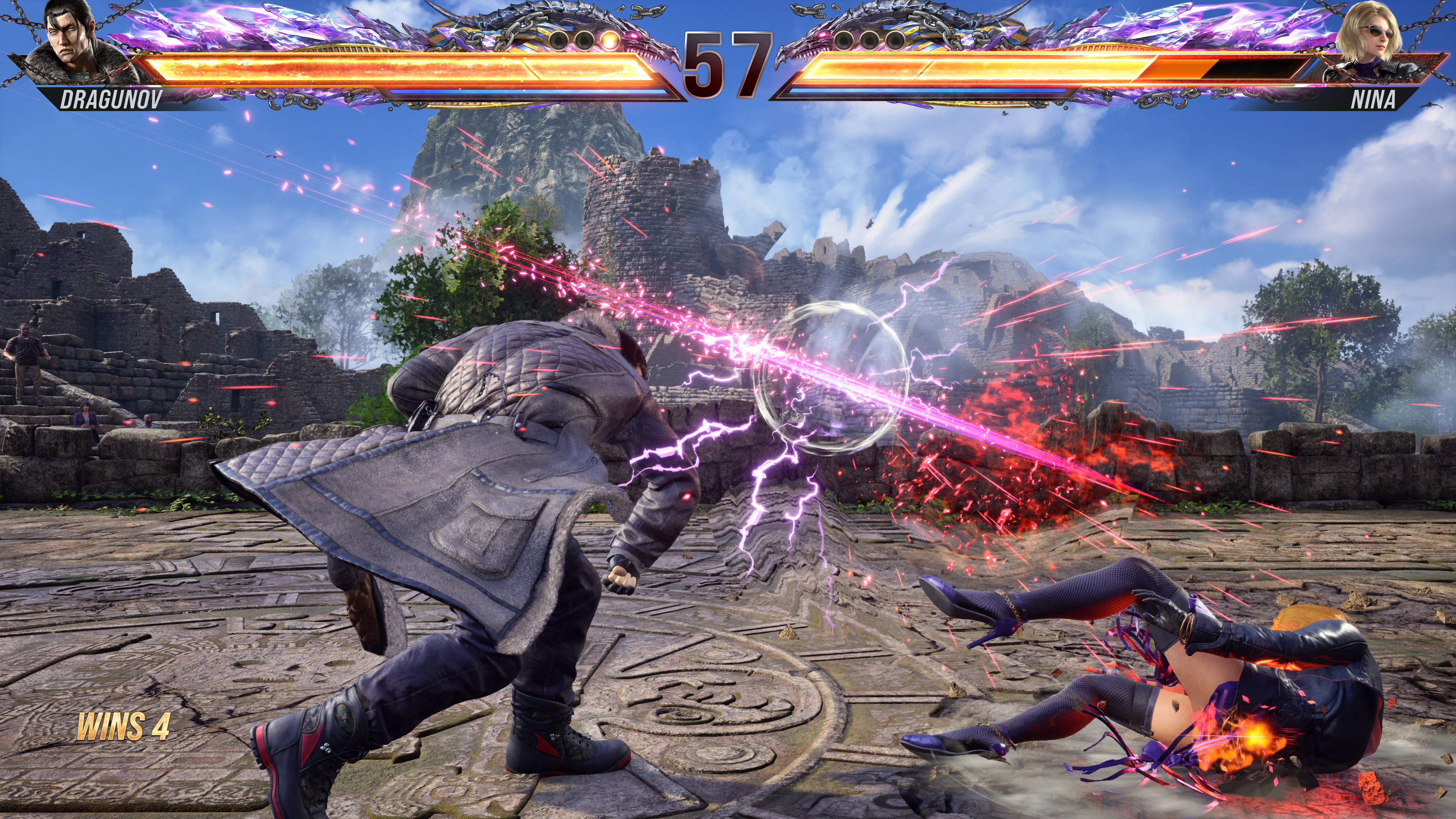 Dragunov landing his Russian Sickle on Nina in Tekken 8