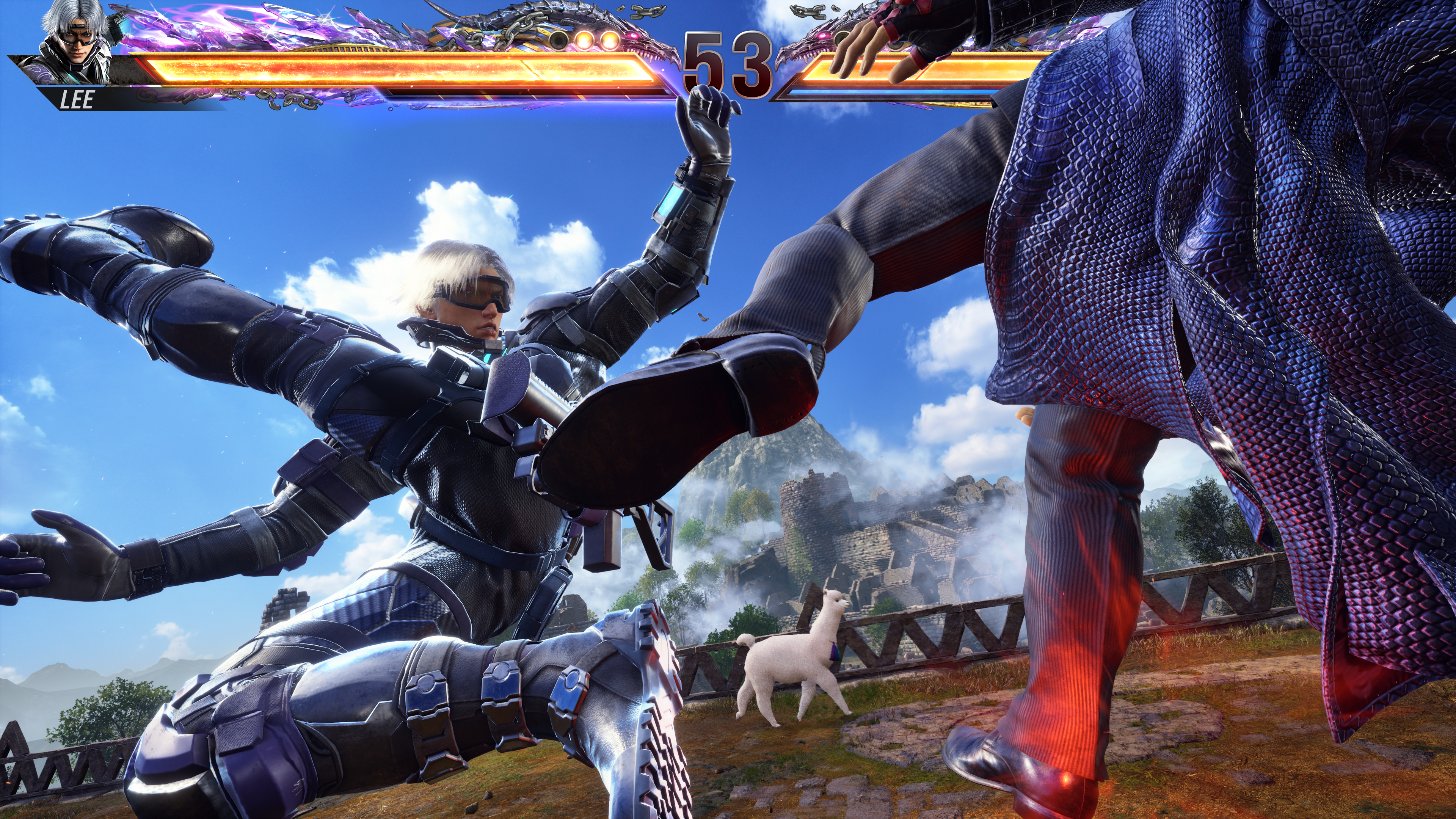 Lee executing his Heat Smash against Kazuya in Tekken 8