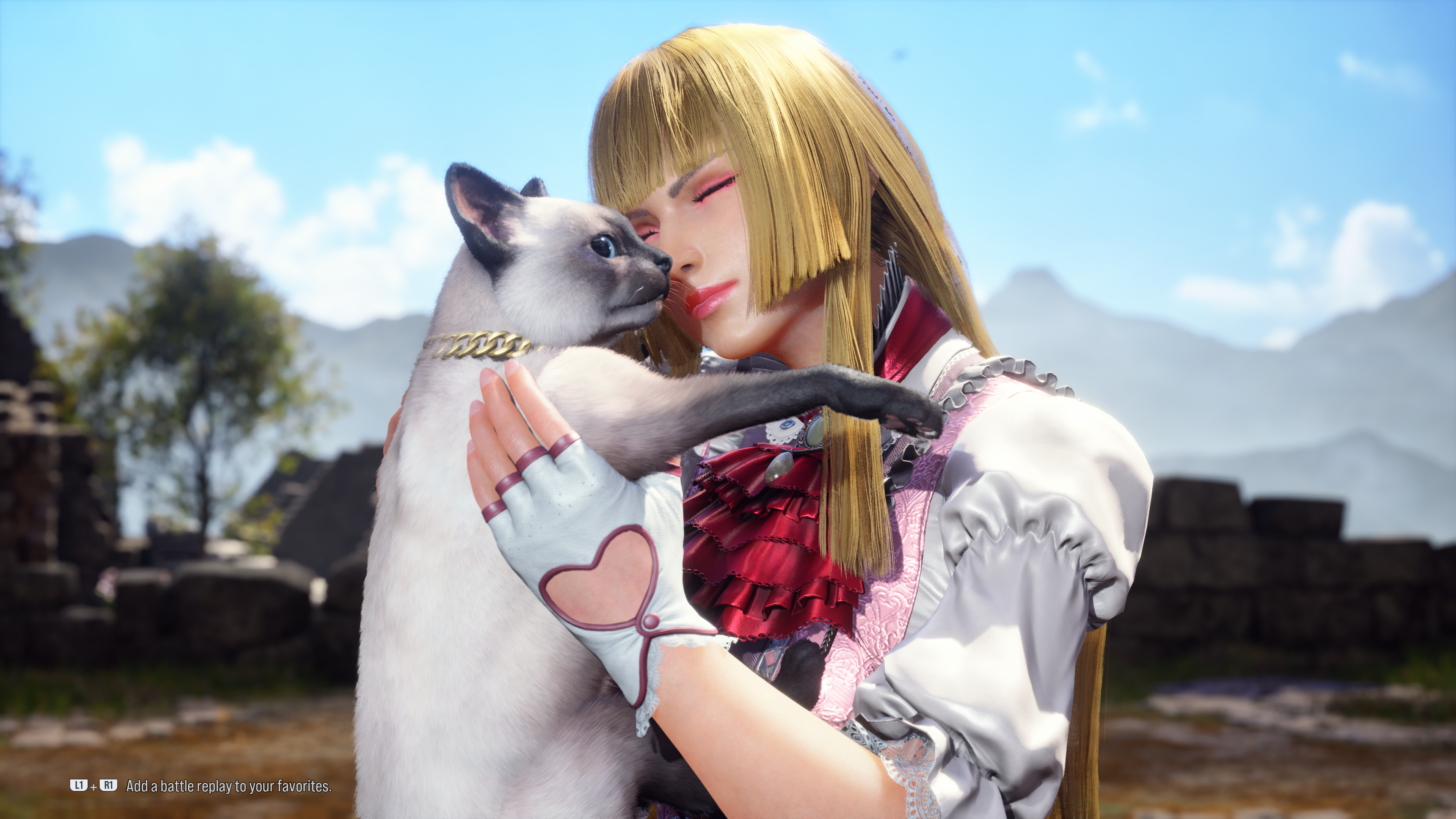 Lili&rsquo;s victory screen featuring her cat, Salt, in Tekken 8!