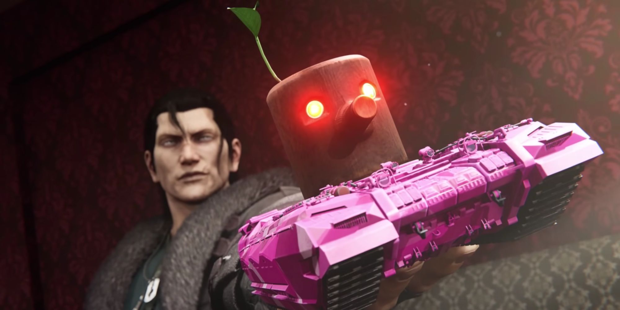 Dragunov holding a tank with a Mokujin head.