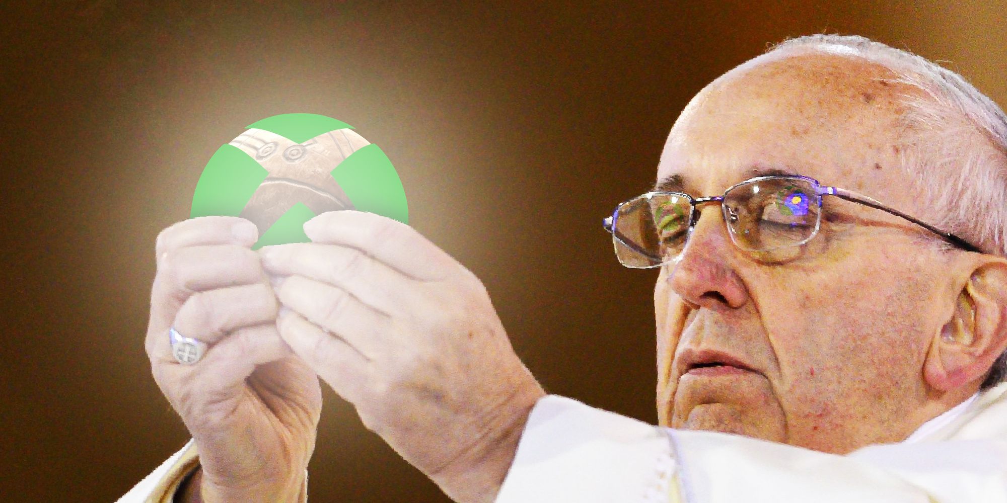 the pope praising the Xbox logo