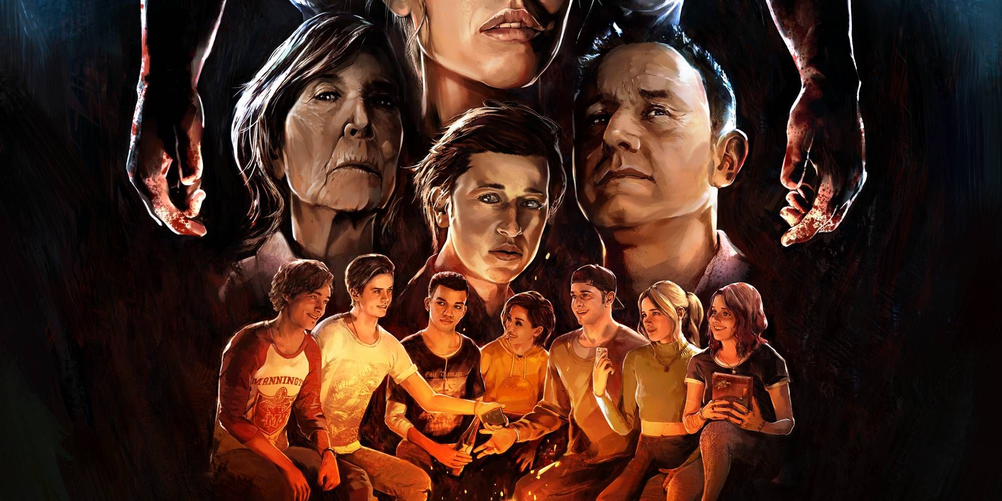 An artistic poster of The Quarry featuring the main cast around a campfire