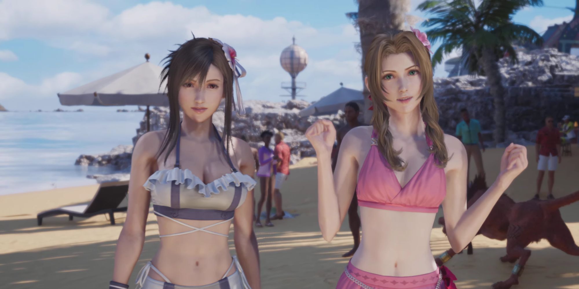 Tifa and Aerith in their Costa Del Sol swimsuits.