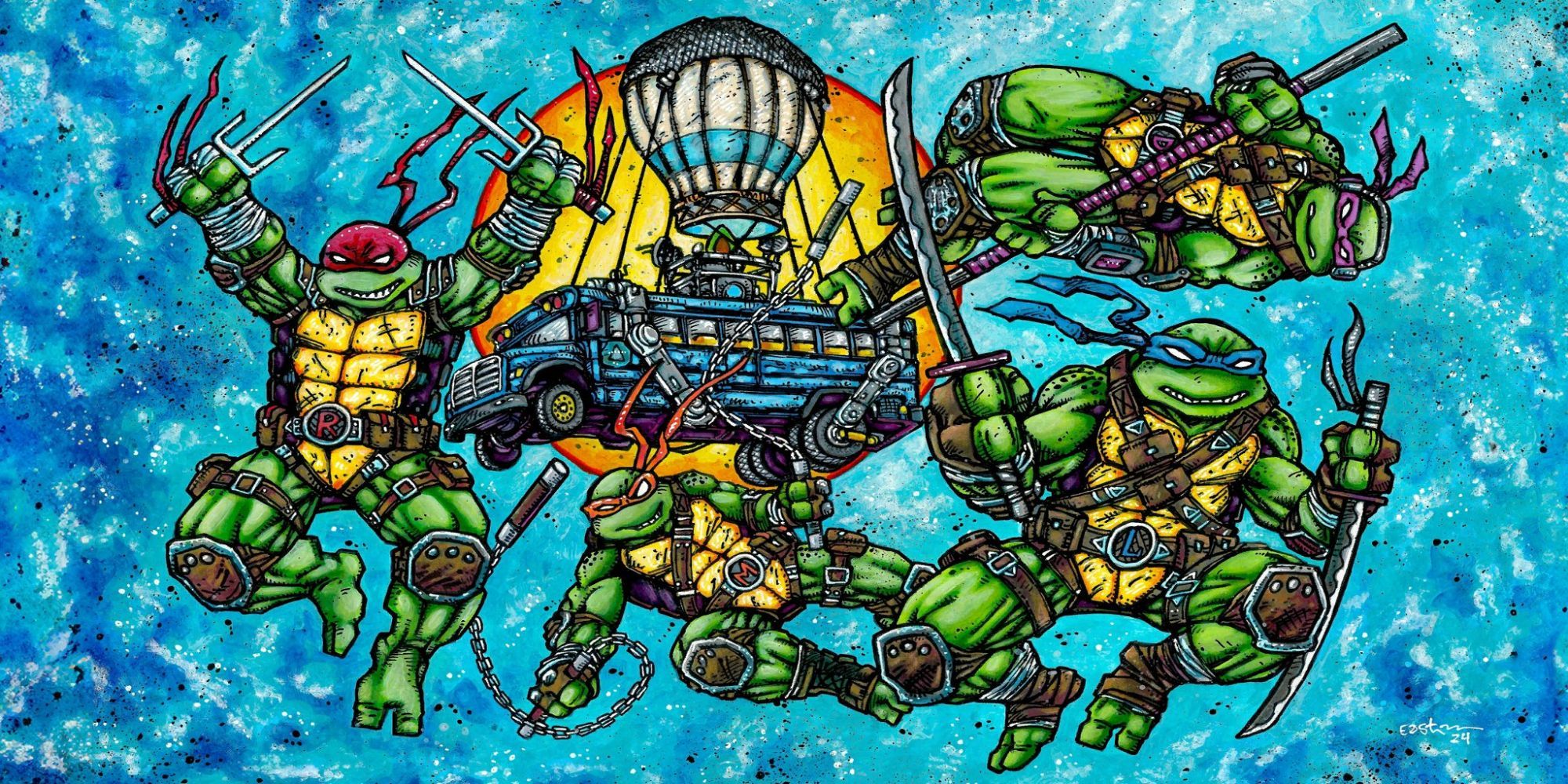 Artwork from Kevin Eastman for the Fortnite and TMNT collaboration.