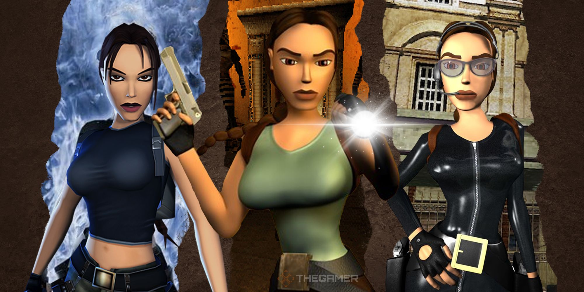 A collage of what Lara looked like in Tomb Raider 4-6