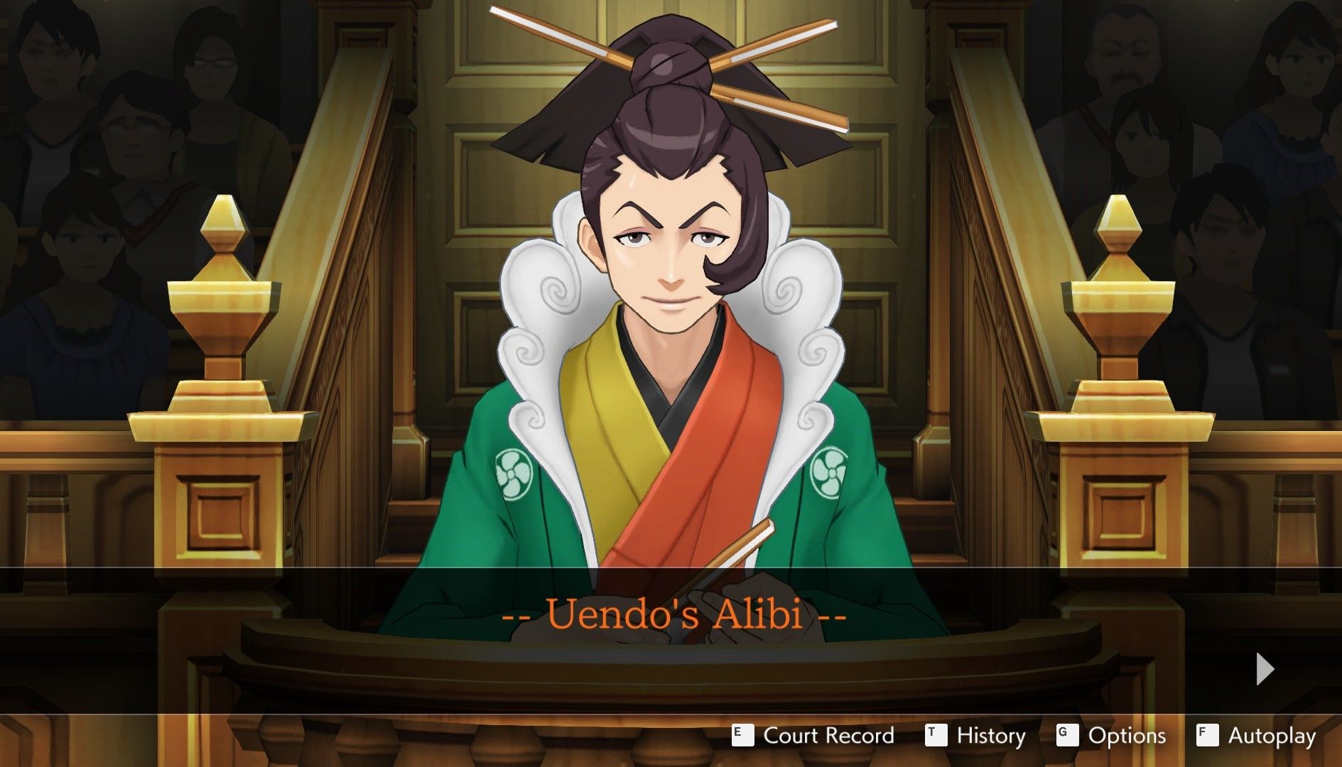 Uendo testifying about his alibi in Spirit of Justice-1