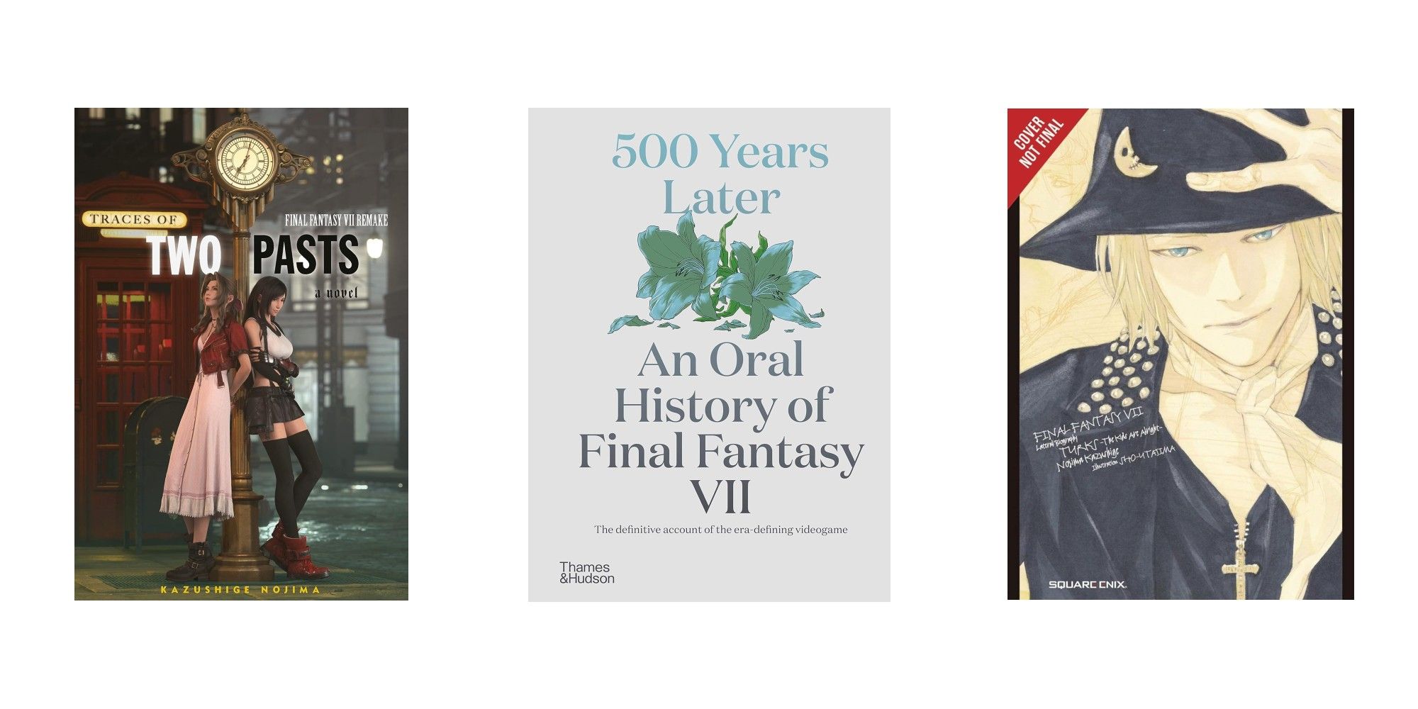 Article header image with the covers of 500 Years Later: An Oral History of Final Fantasy VII, Traces of Two Pasts, and The Kids Are Alrigh