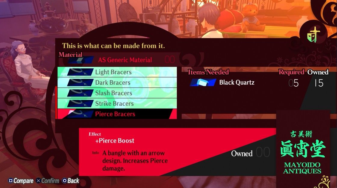 using as generic material to make pierce bracers at mayoido persona 3 reload p3r