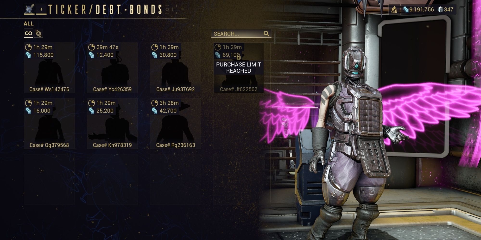 Warframe Ticker Debt-Bond Shop