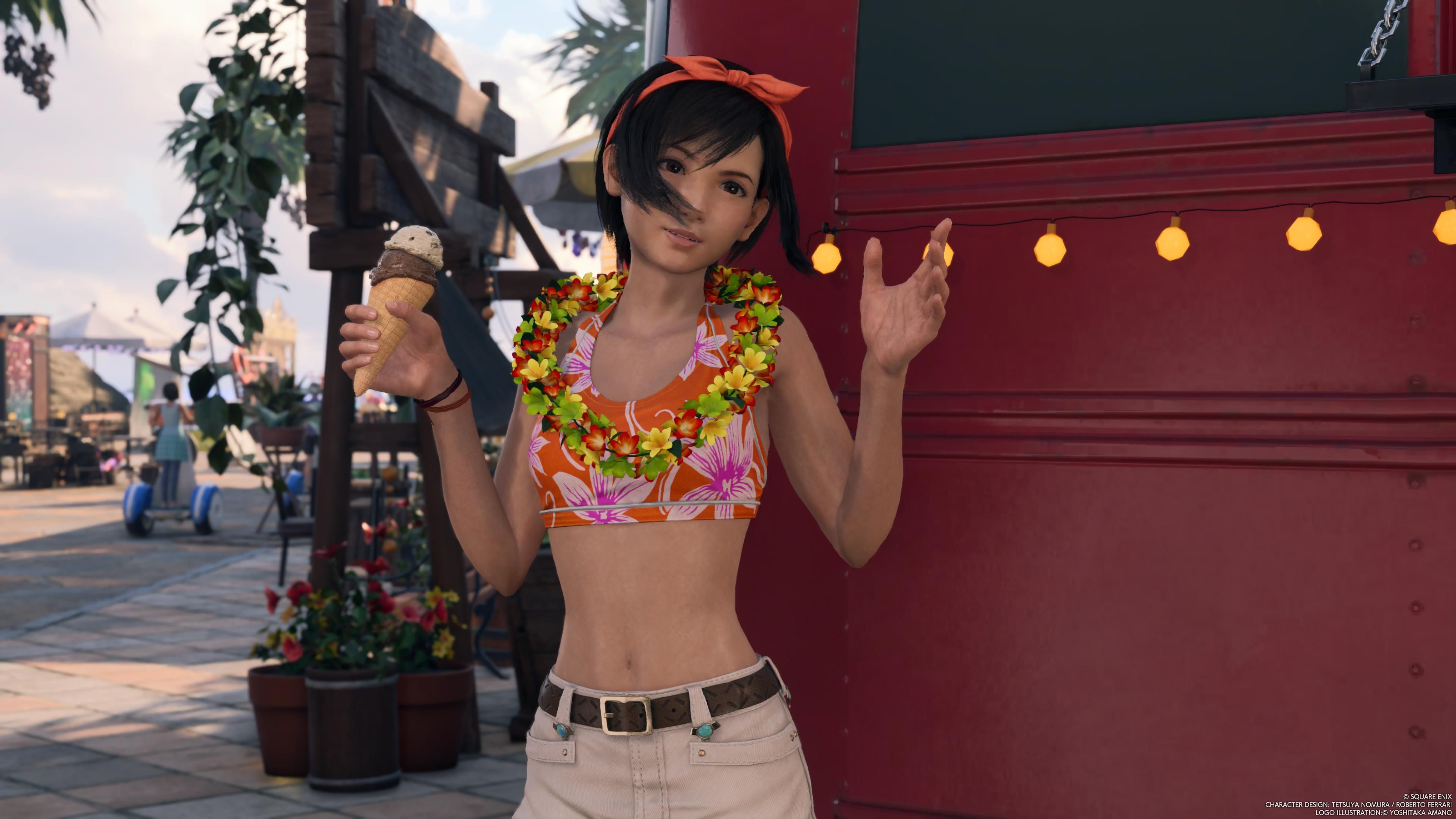 Yuffie wields an ice cream cone at Costa del Sol in FF7 Rebirth