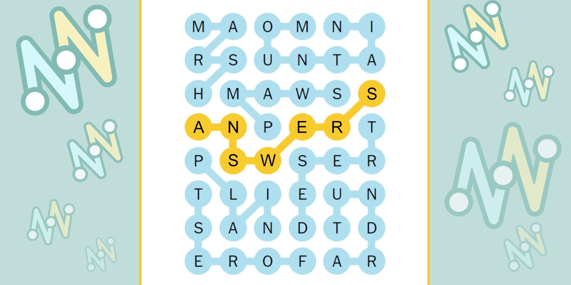 A New York Times-inspired Strands puzzle that reads 