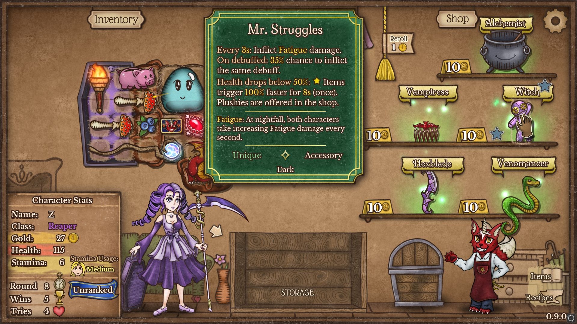 Mr. Struggles showing up in the shop in Backpack Battles