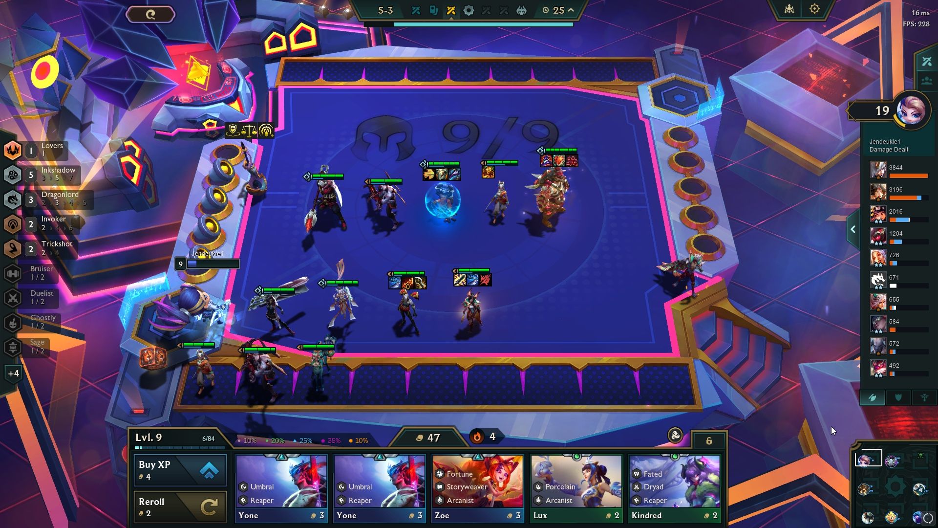 Perfect mix of Inkshadow and Dragonlord units in Teamfight Tactics