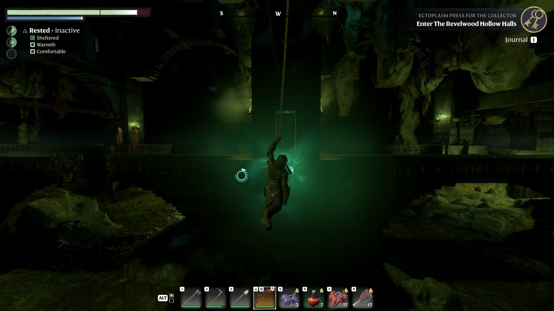 Swinging to get the second rune in Revelwood Hollow Halls in Enshrouded