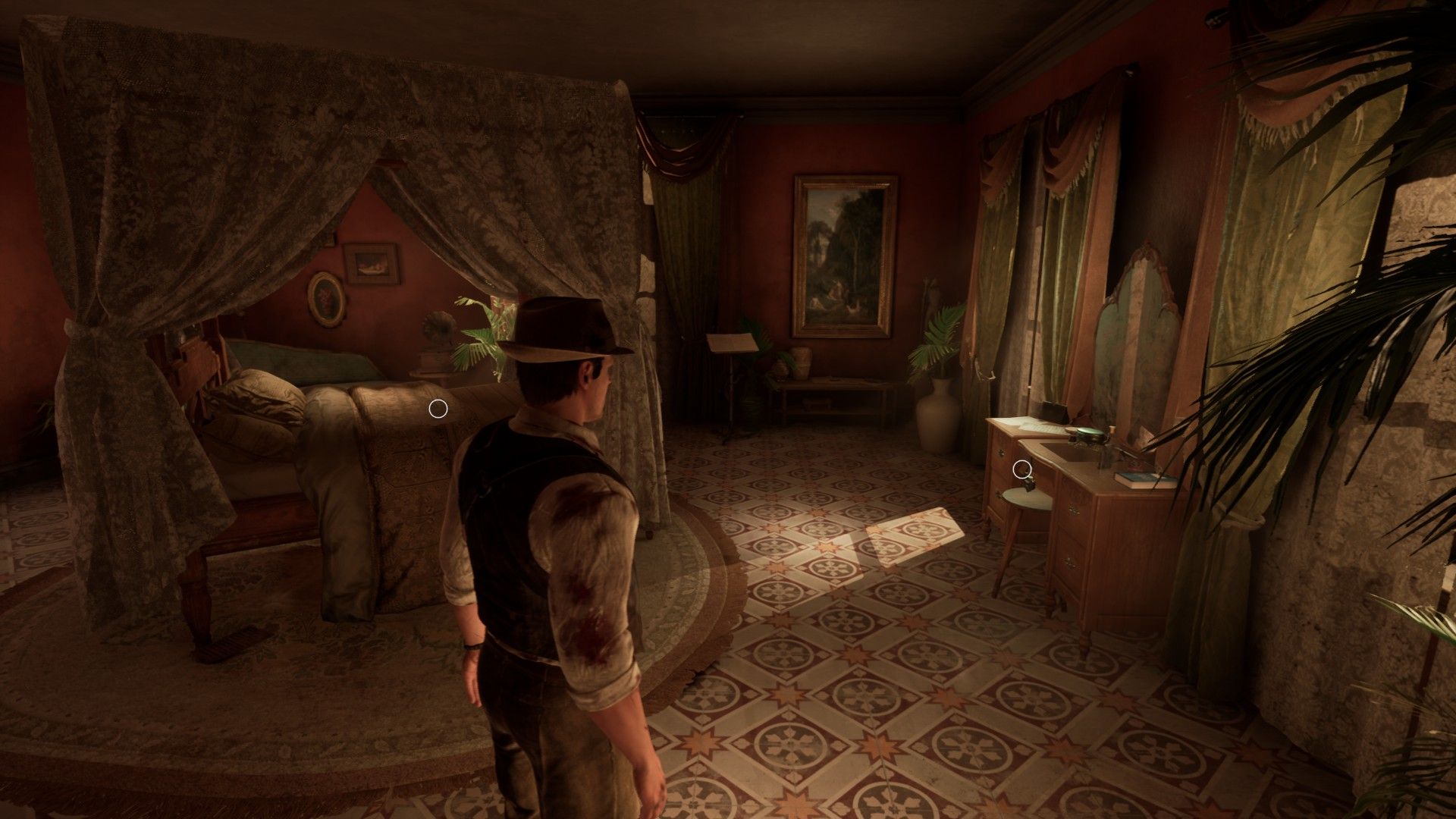 Edward standing in a bedroom in Alone in the Dark.