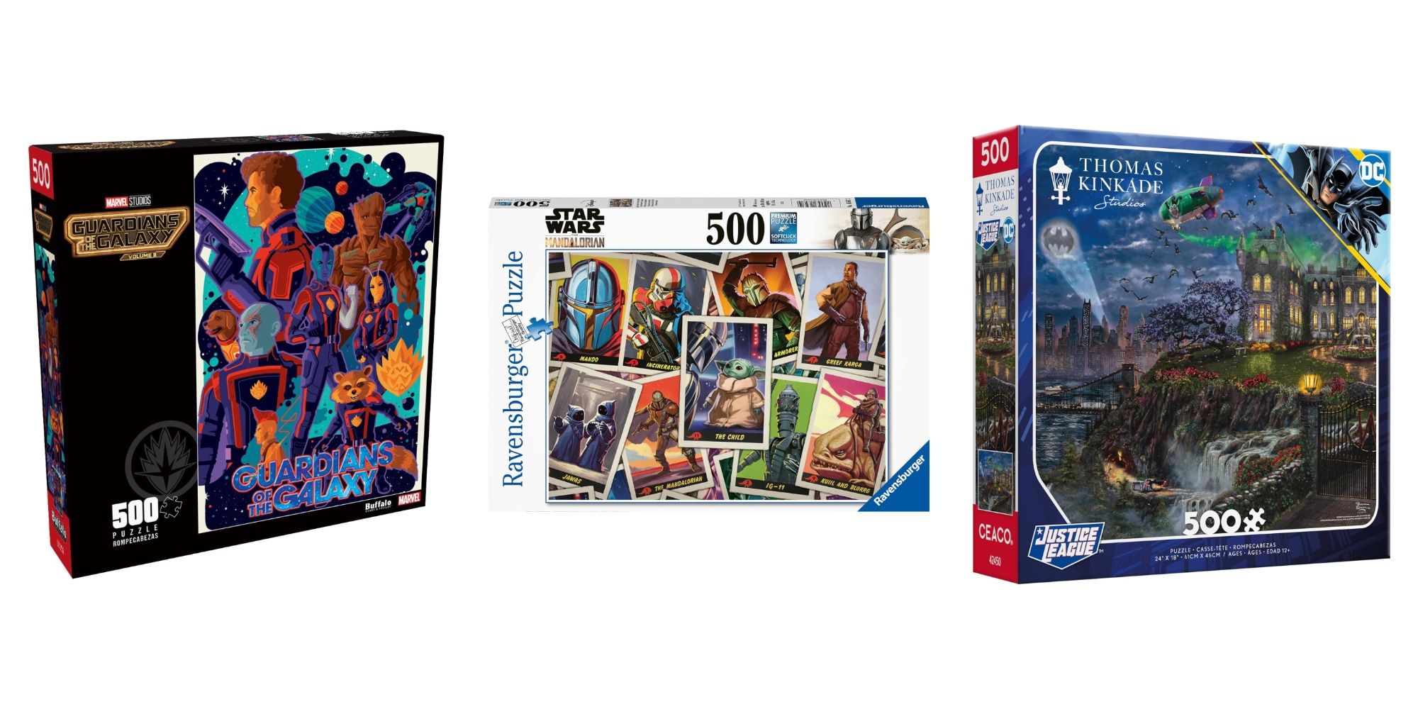 500-Piece Jigsaw Puzzles Featured Split Image Of Guardians of the Galaxy, Star Wars, and Batman Puzzles