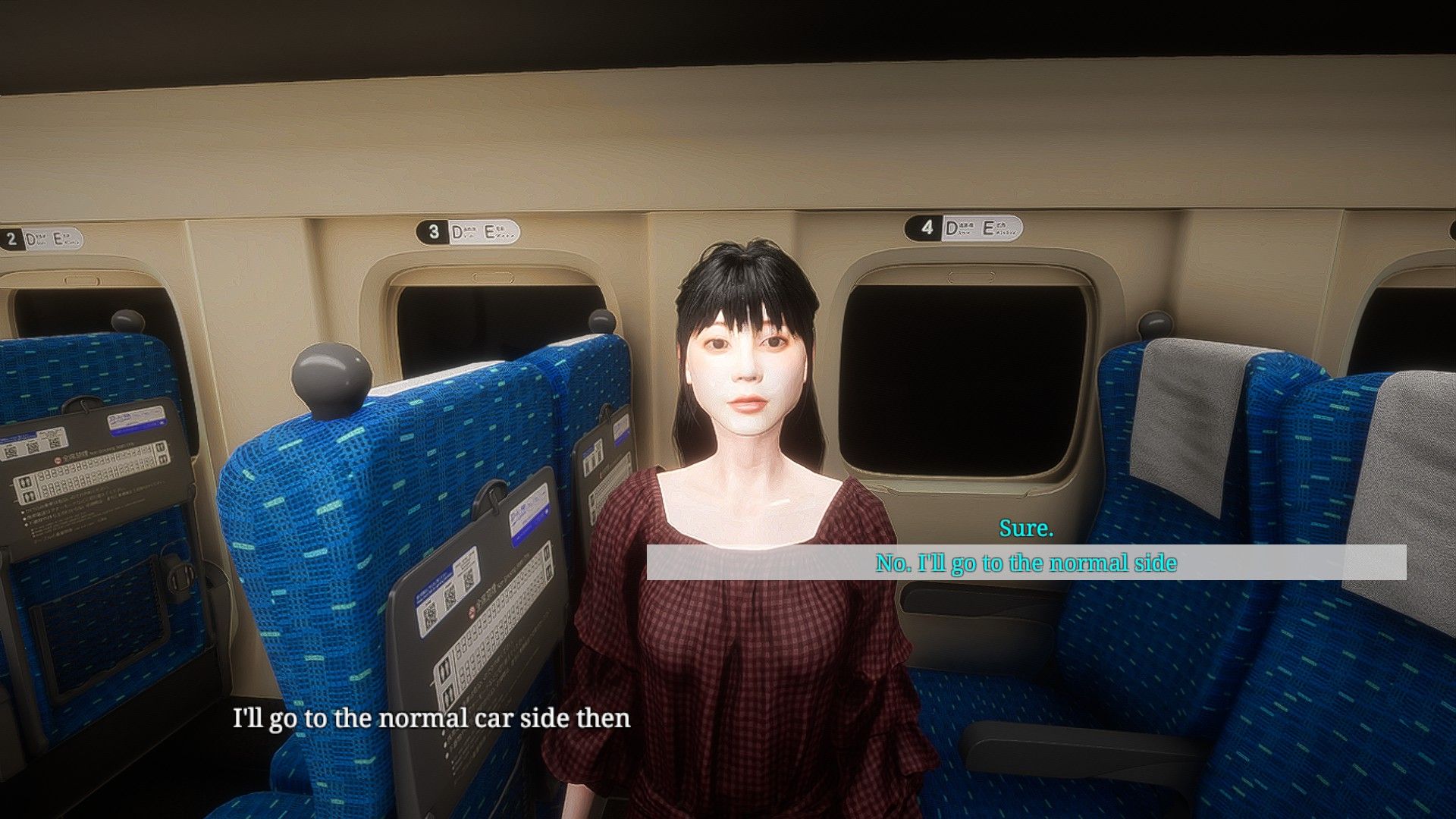 A female passenger asking for help in Shinkansen 0