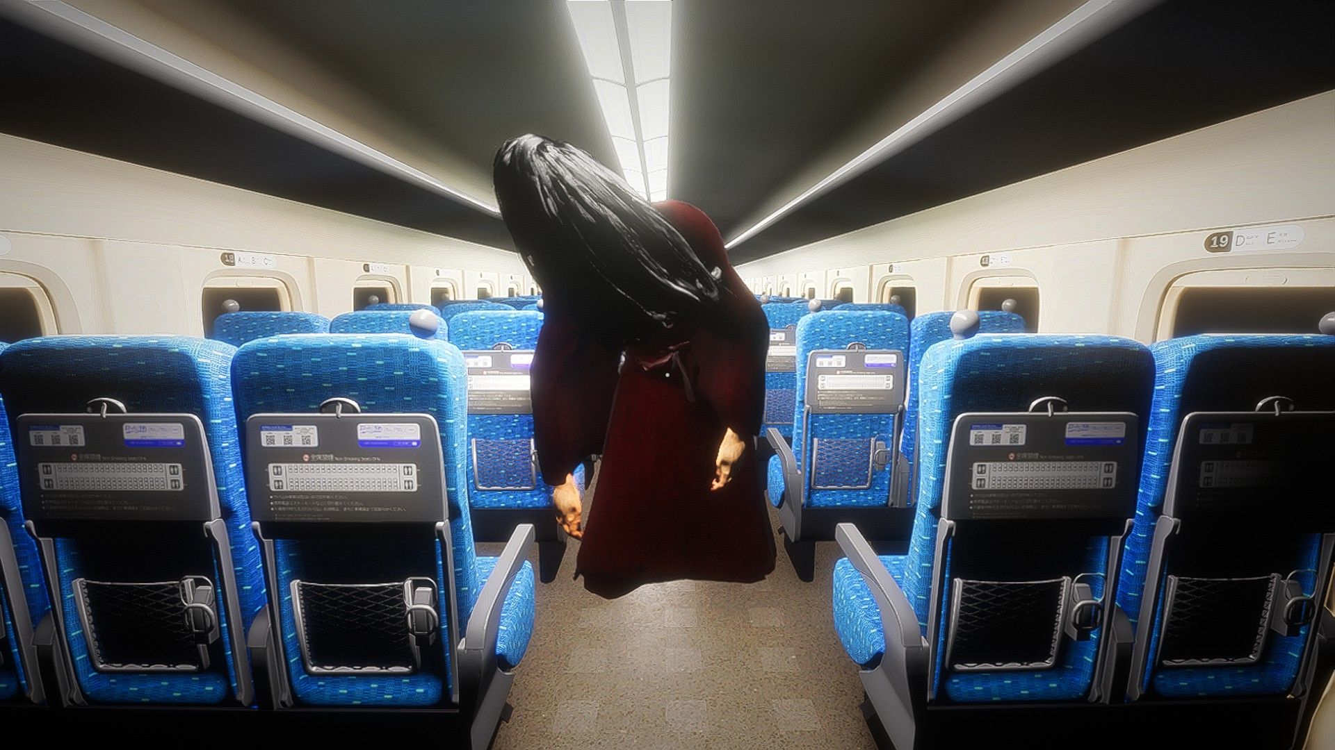 A ghost chasing the player in Shinkensen 0