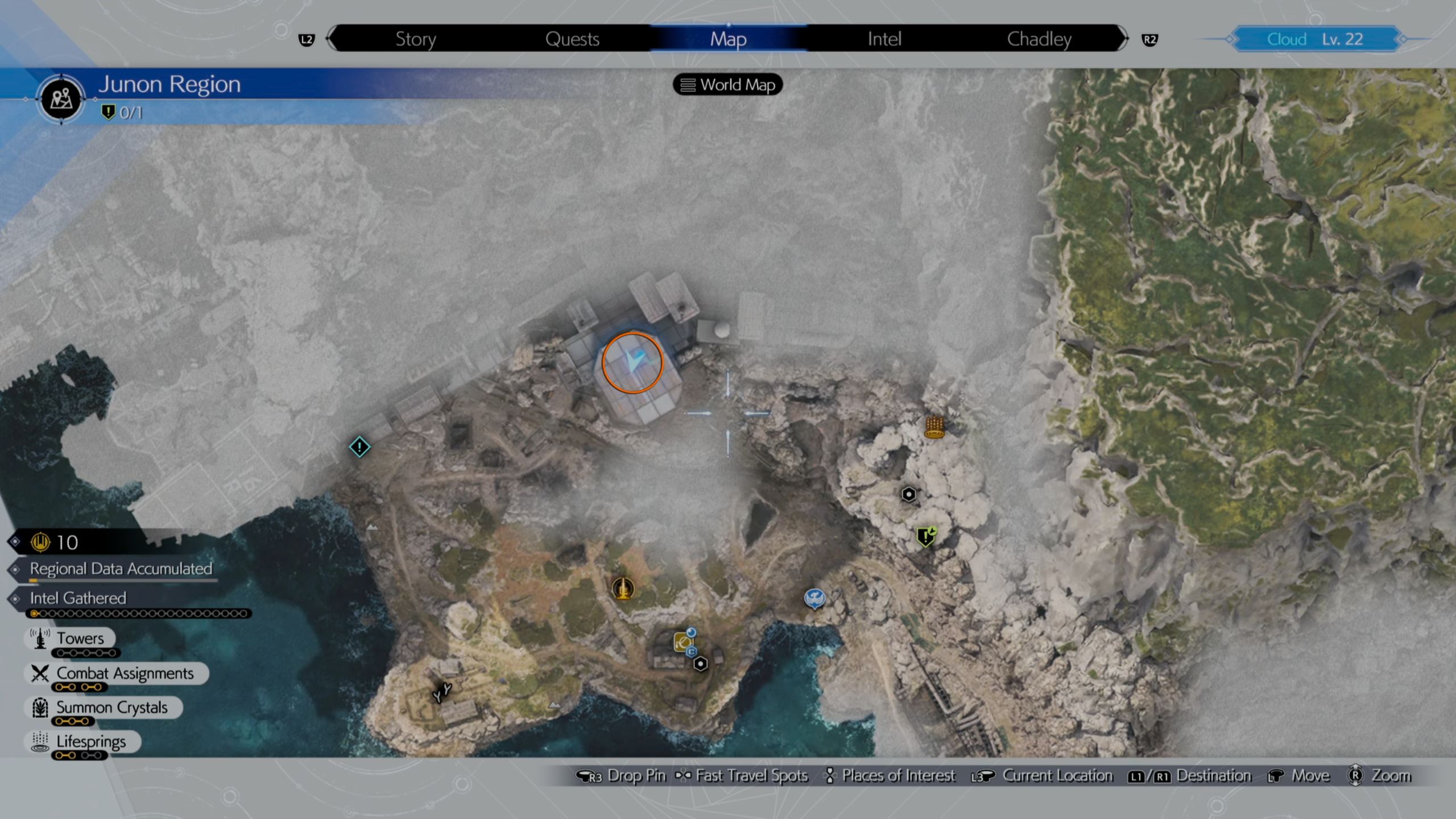A map picture showing the location of the Material 1 - FF7 Rebirth
