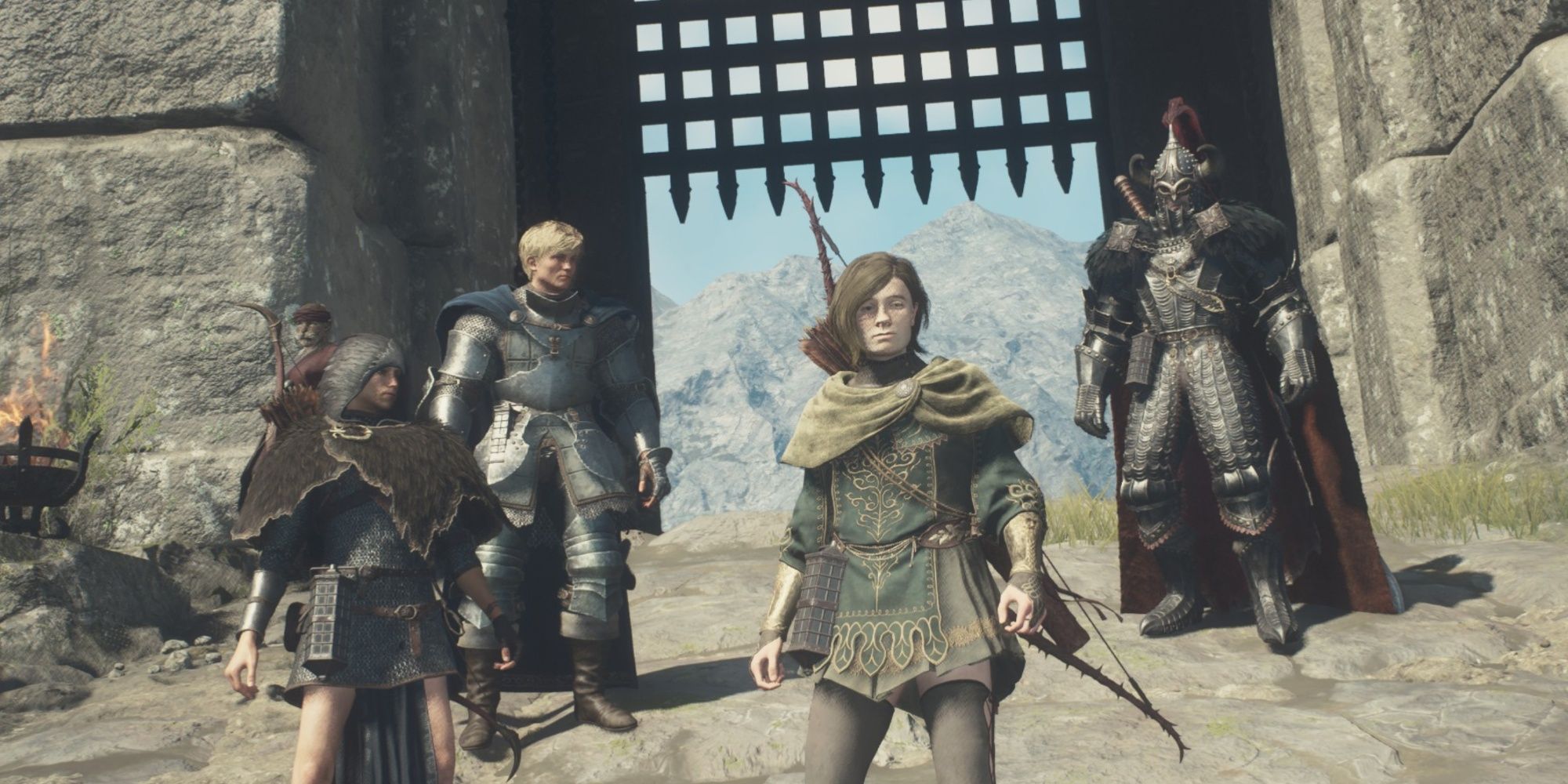 A party in Dragon's Dogma 2 including two archers and two warriors