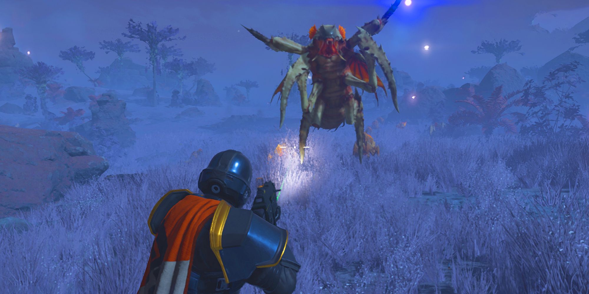 a player being attacked by Hunter bug in Helldivers 2