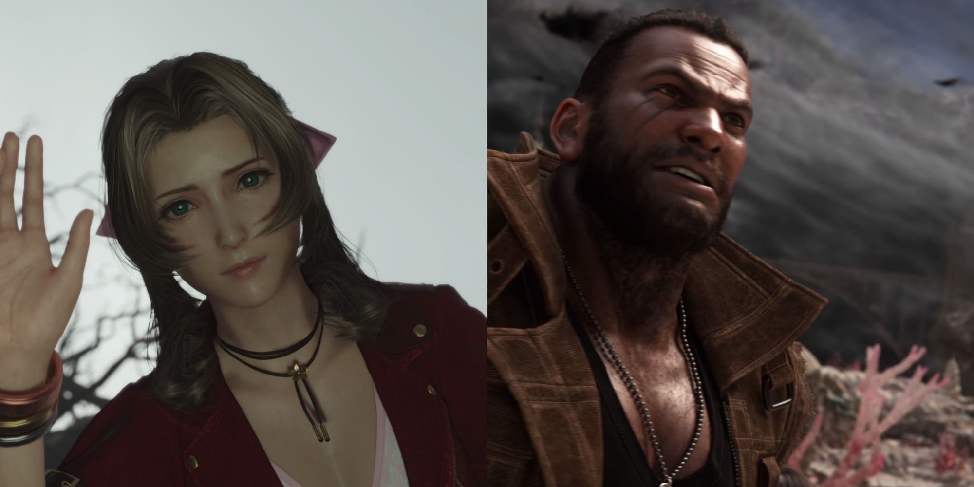 Aerith on the left, Barret on the right