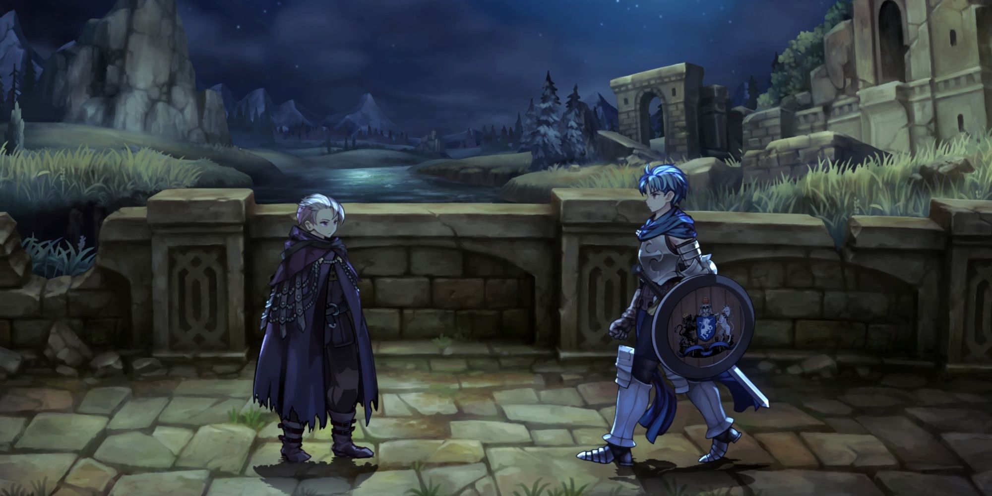 Alain speaking to Travis in a cutscene in Unicorn Overlord