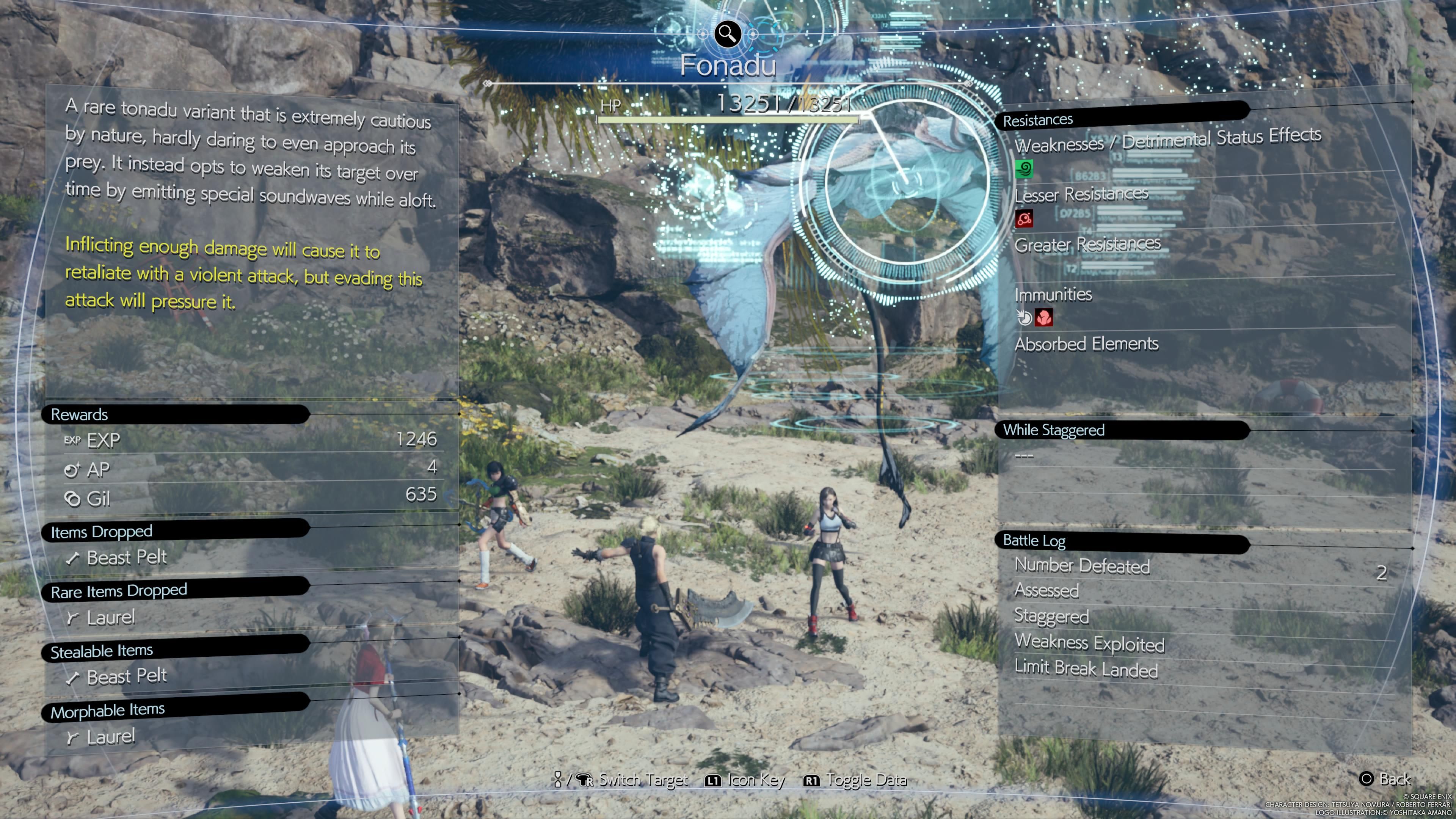 Assess menu of Fonadu - FF7 Rebirth