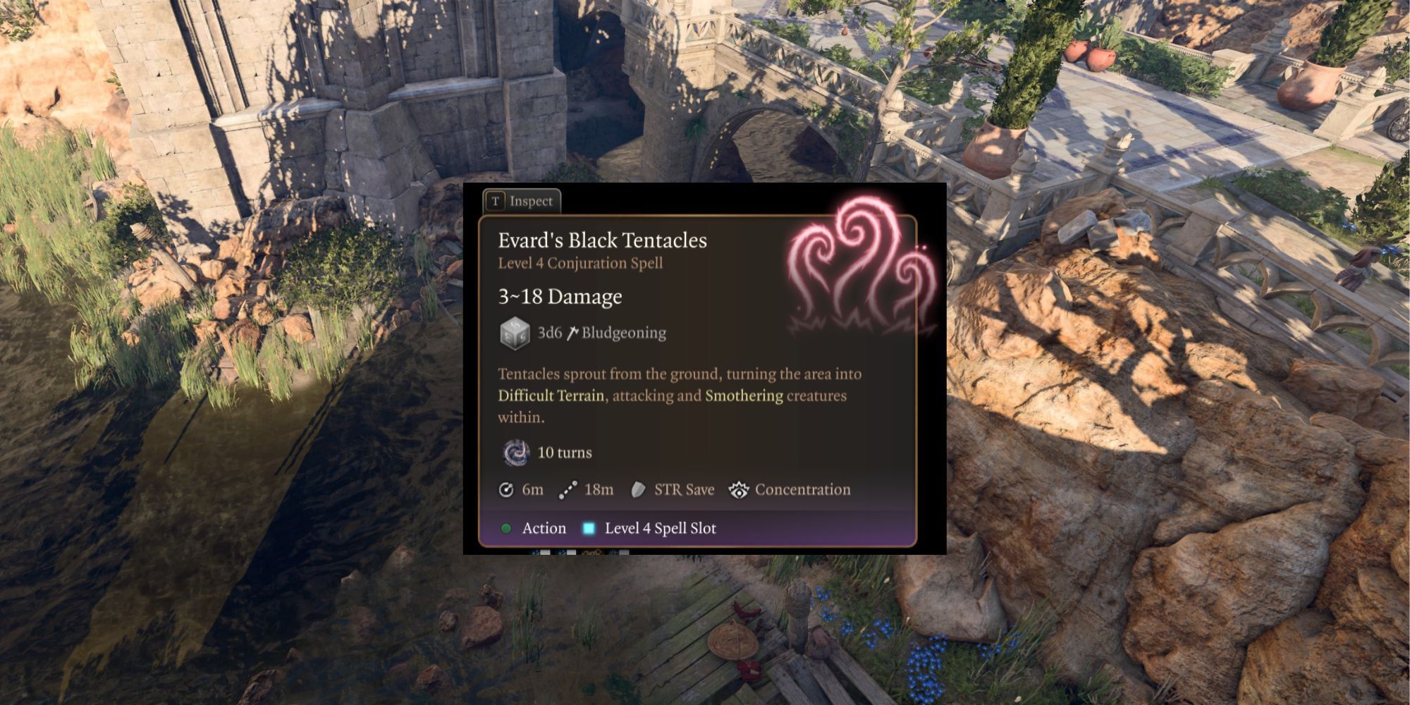 Baldur's Gate 3 Evard's Black Tentacles inspect screen