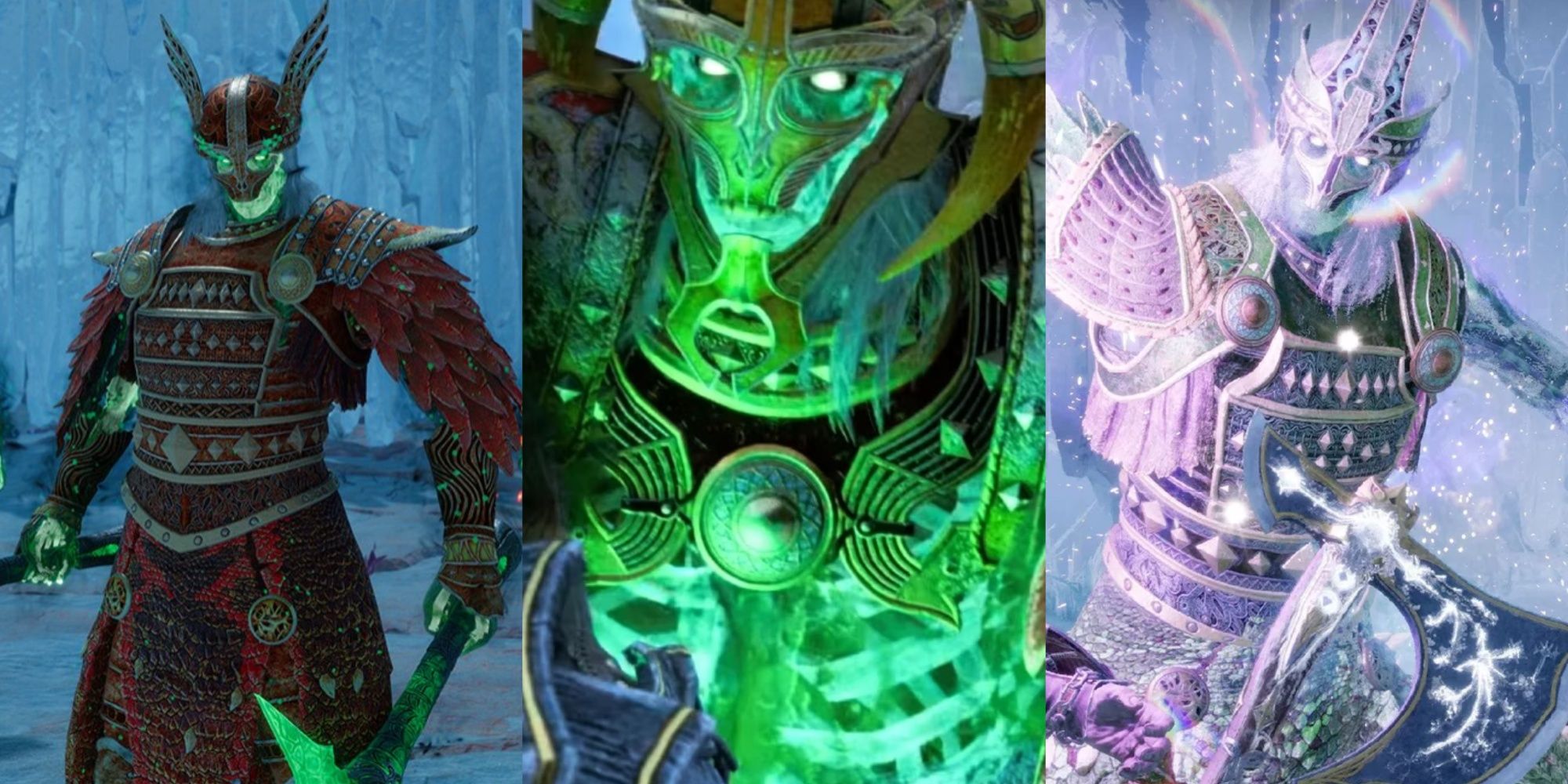 A collage showing three different Berserkers in God of War Ragnarok.