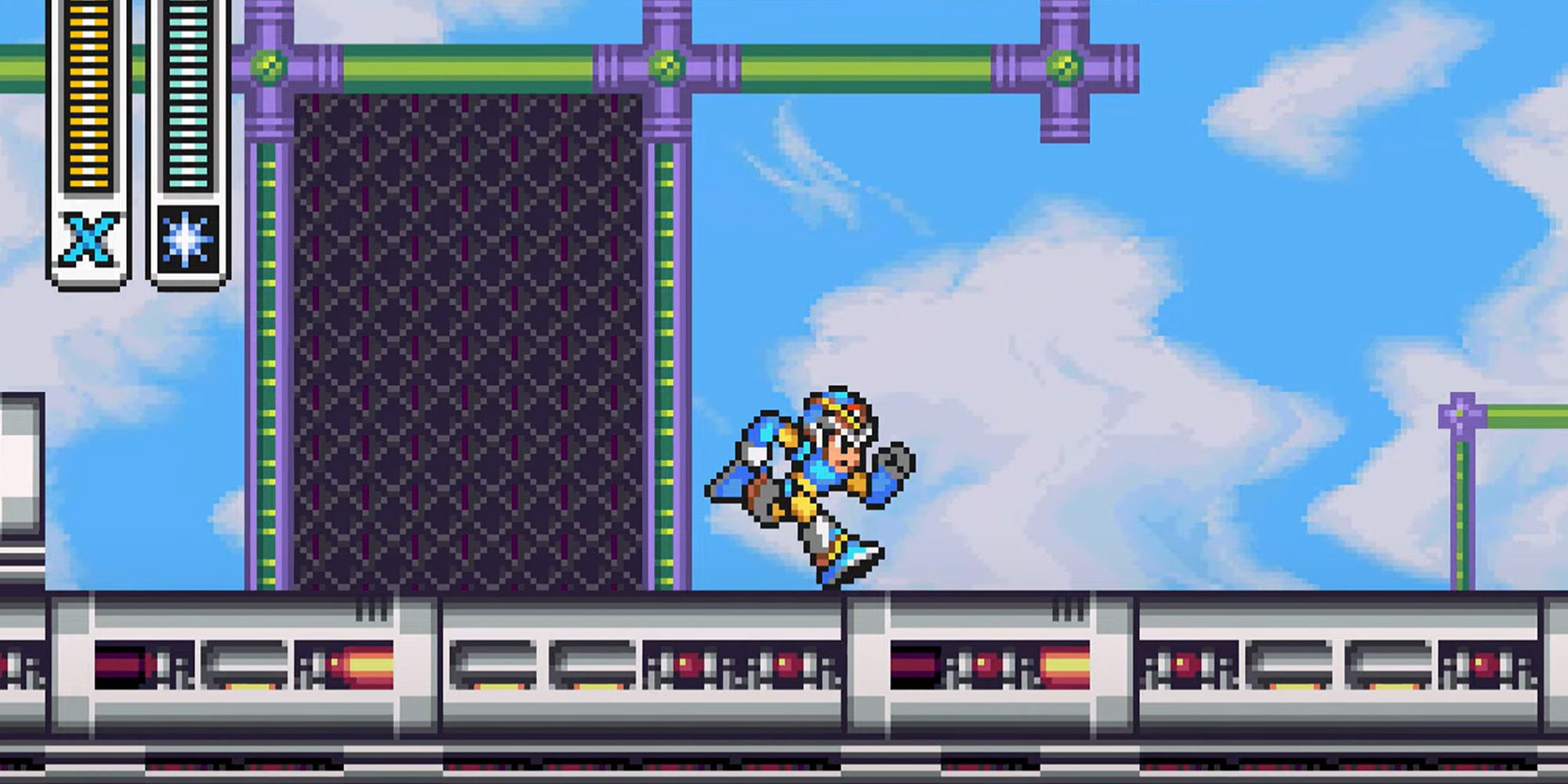 X running through Storm Eagle's stage in Mega Man X