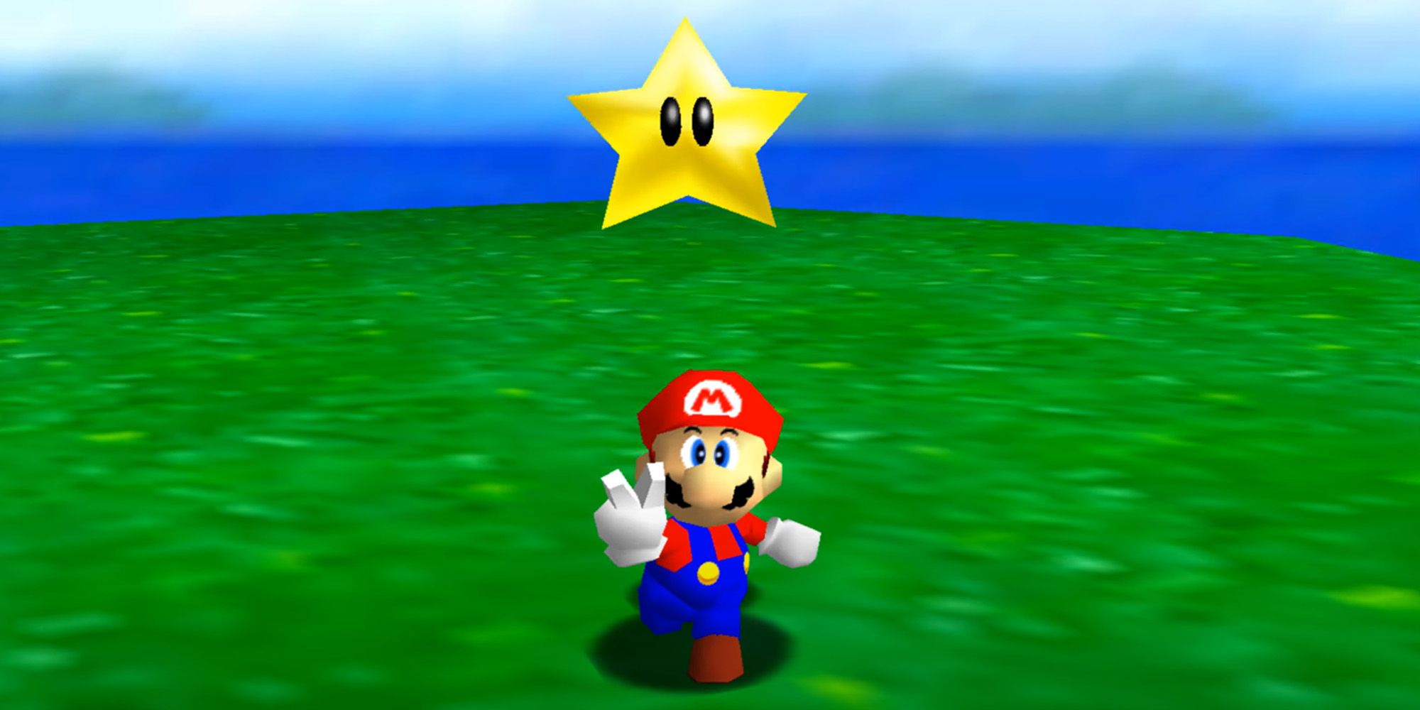 Mario collecting a Power Star in Super Mario 64