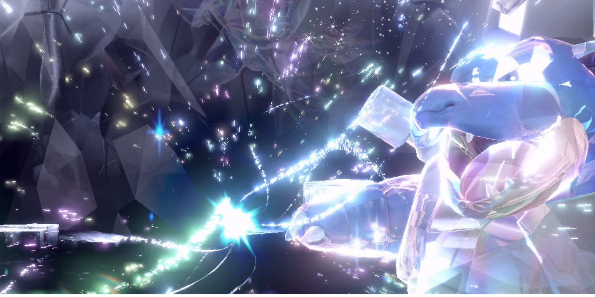 A screenshot of Blastoise in a Tera Den in Pokemon Scarlet and Violet