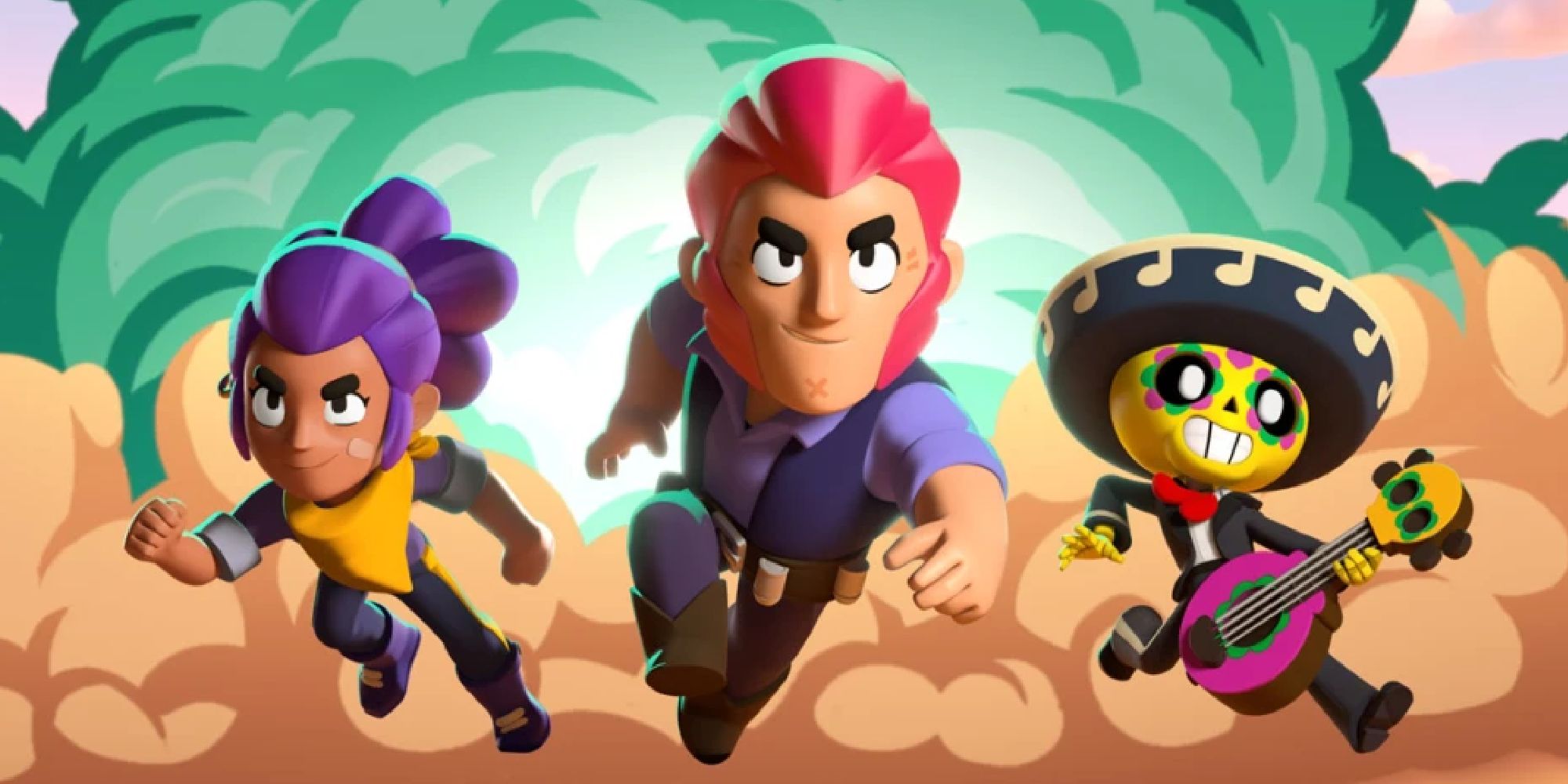 brawl stars three characters running forward