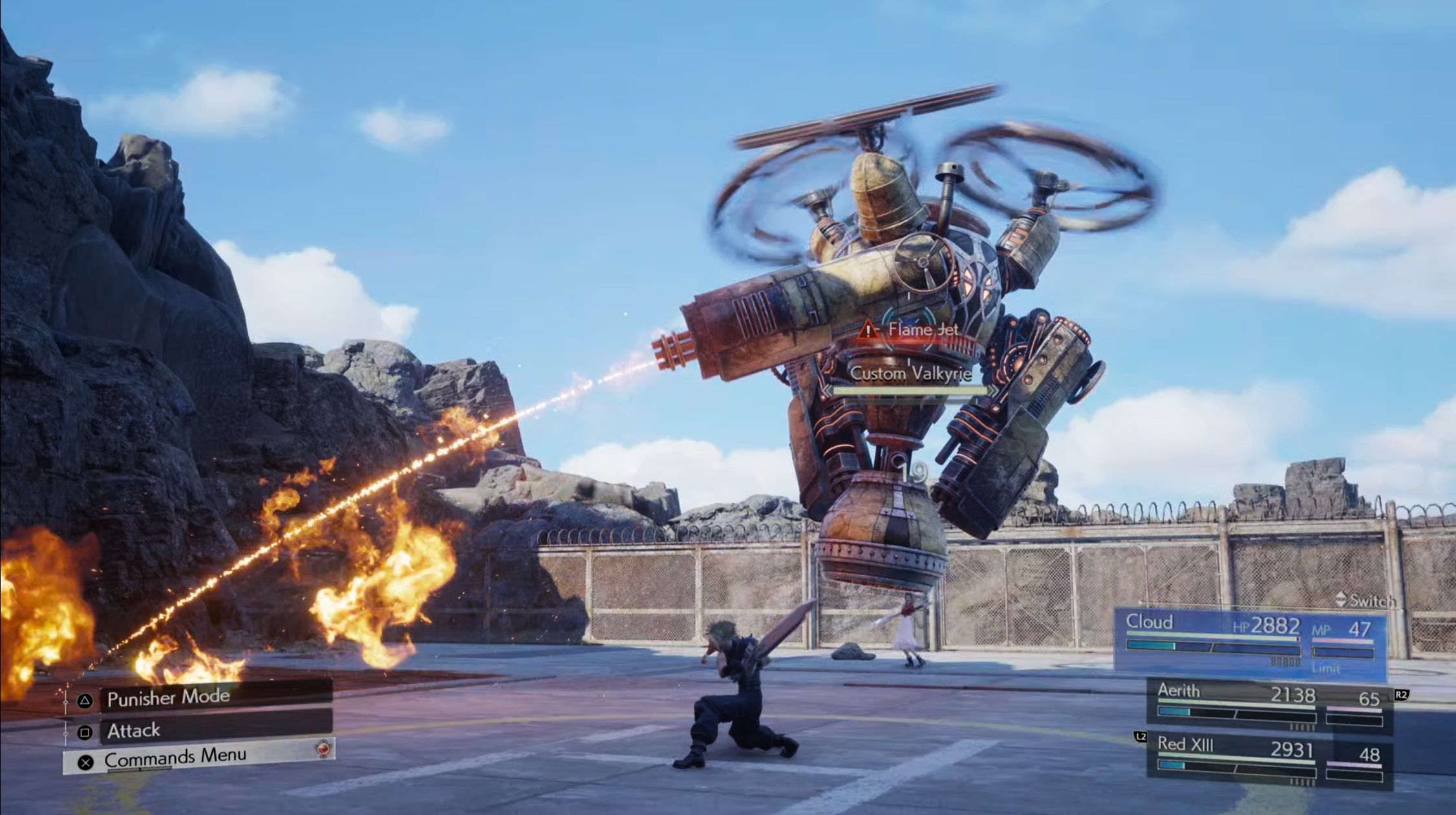Custom Valkyrie fires its Flame Jet in FF7 Rebirth