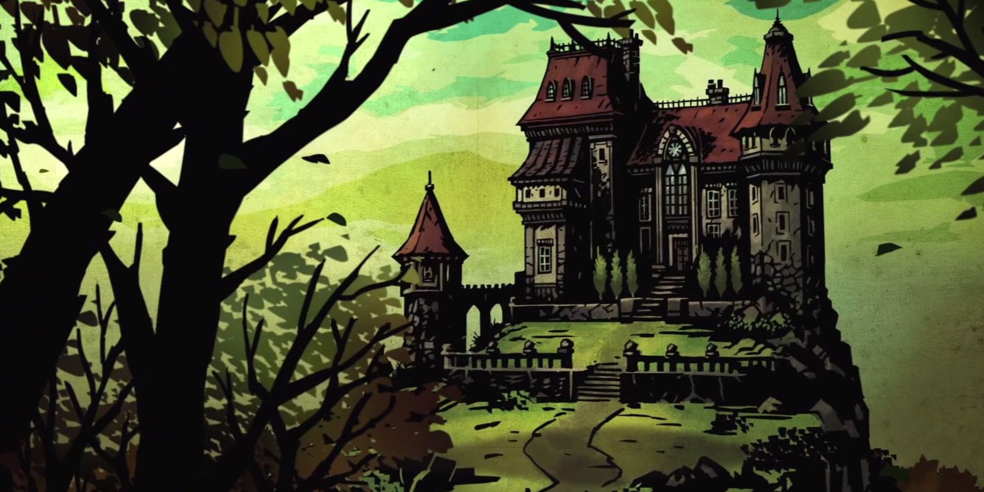 Darket Dungeon manor in the introduction sequence