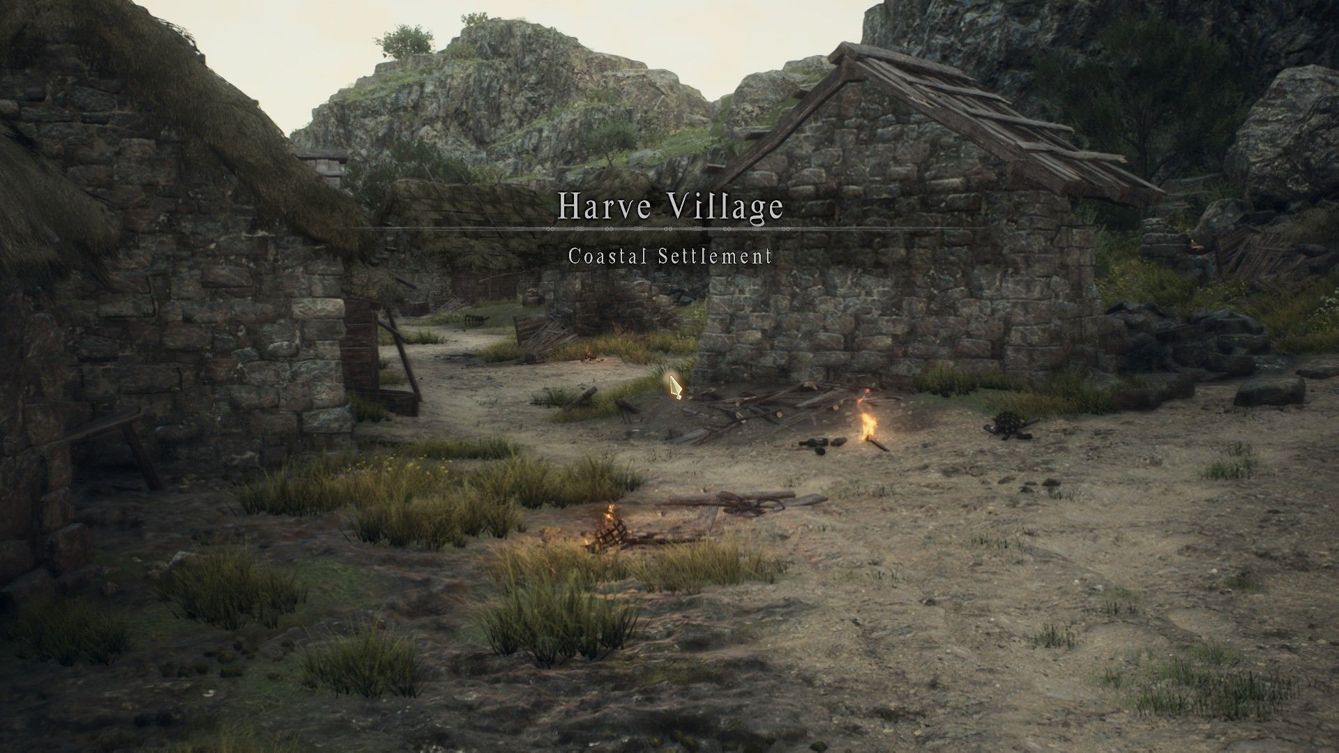The introduction to Harve Village in Dragon&rsquo;s Dogma 2 showing the town abandoned