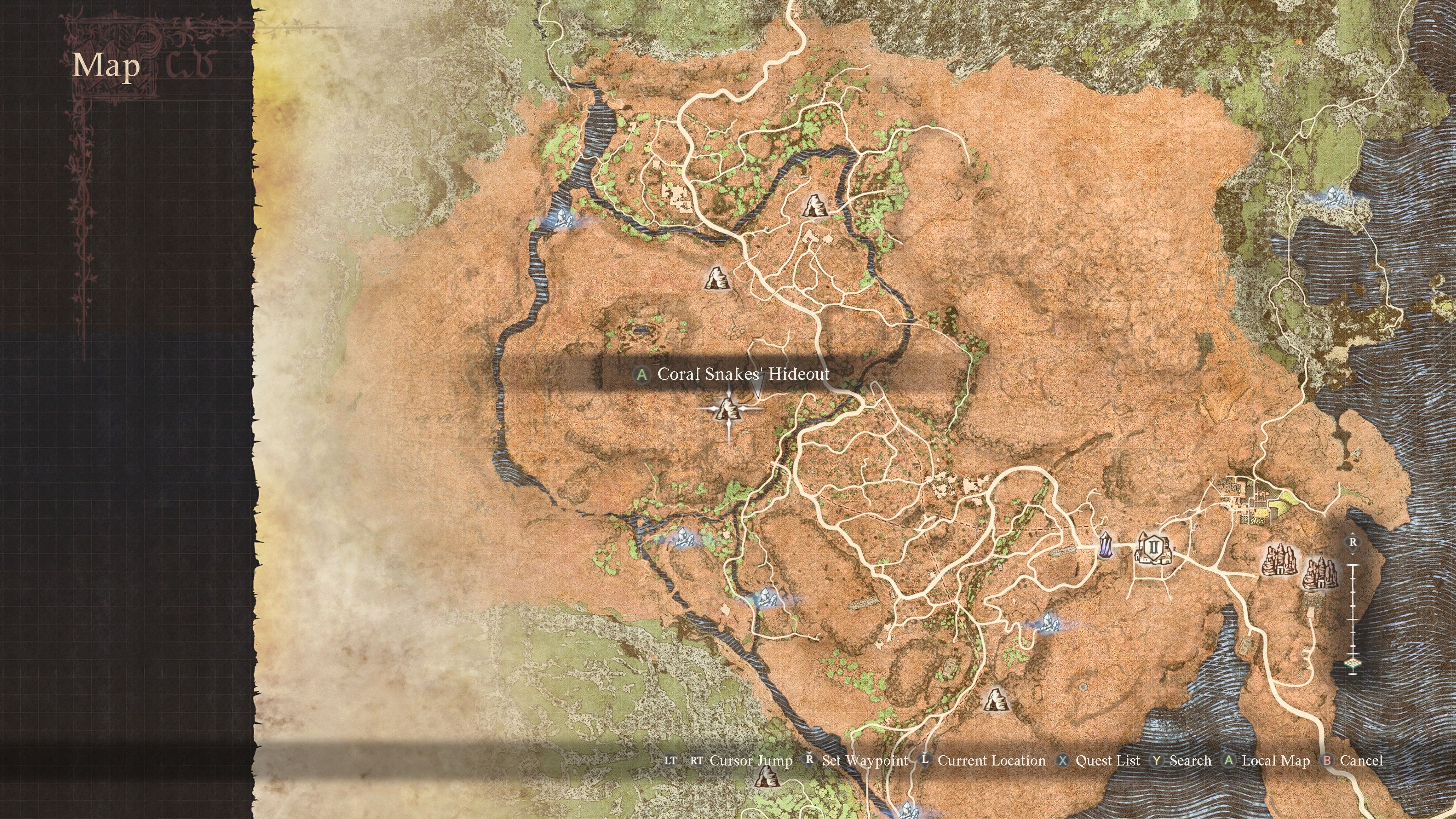 The Coral Snakes Hideout On Map in Dragon's Dogma 2