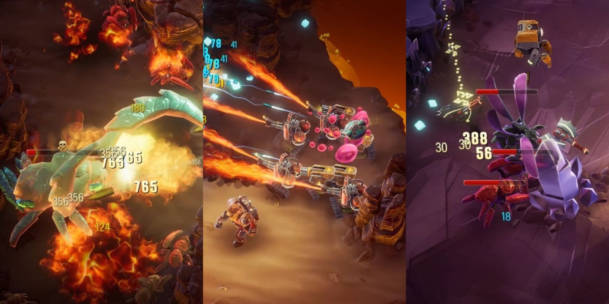 Deep Rock Survivor Galactic collage of Weapons in action
