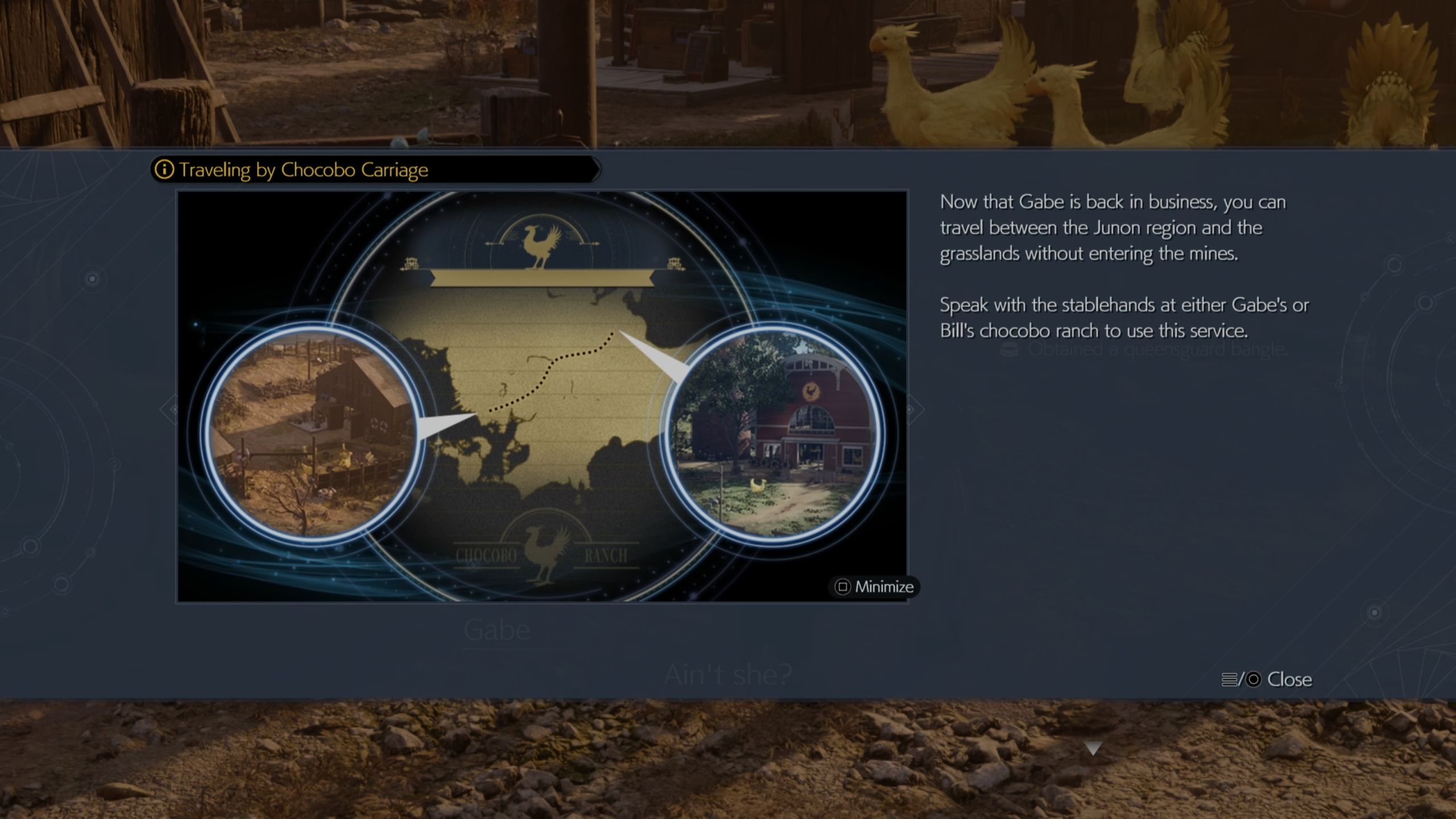 Description explaining how to travel with the Chocobo Carriage - FF7 Rebirth
