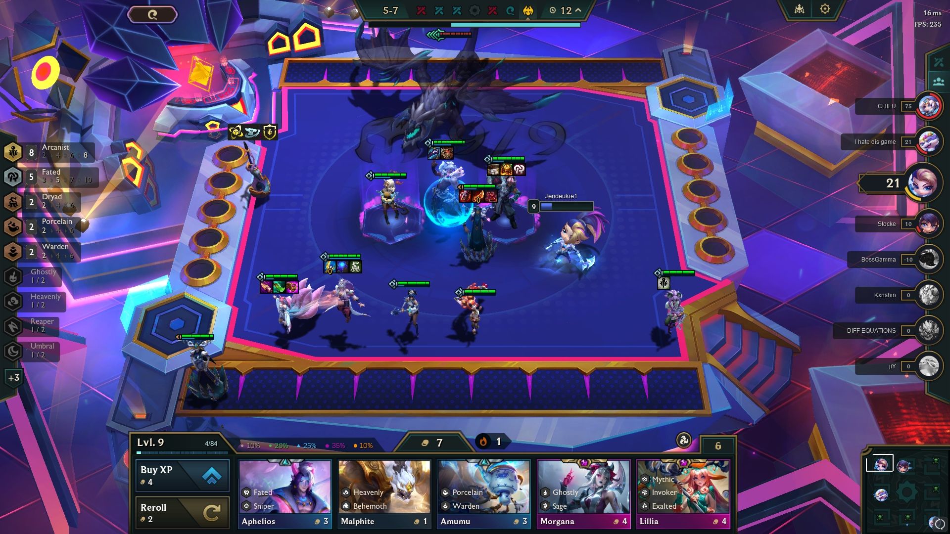 Pulling off 8 Arcanists and 5 Fated in Teamfight Tactics