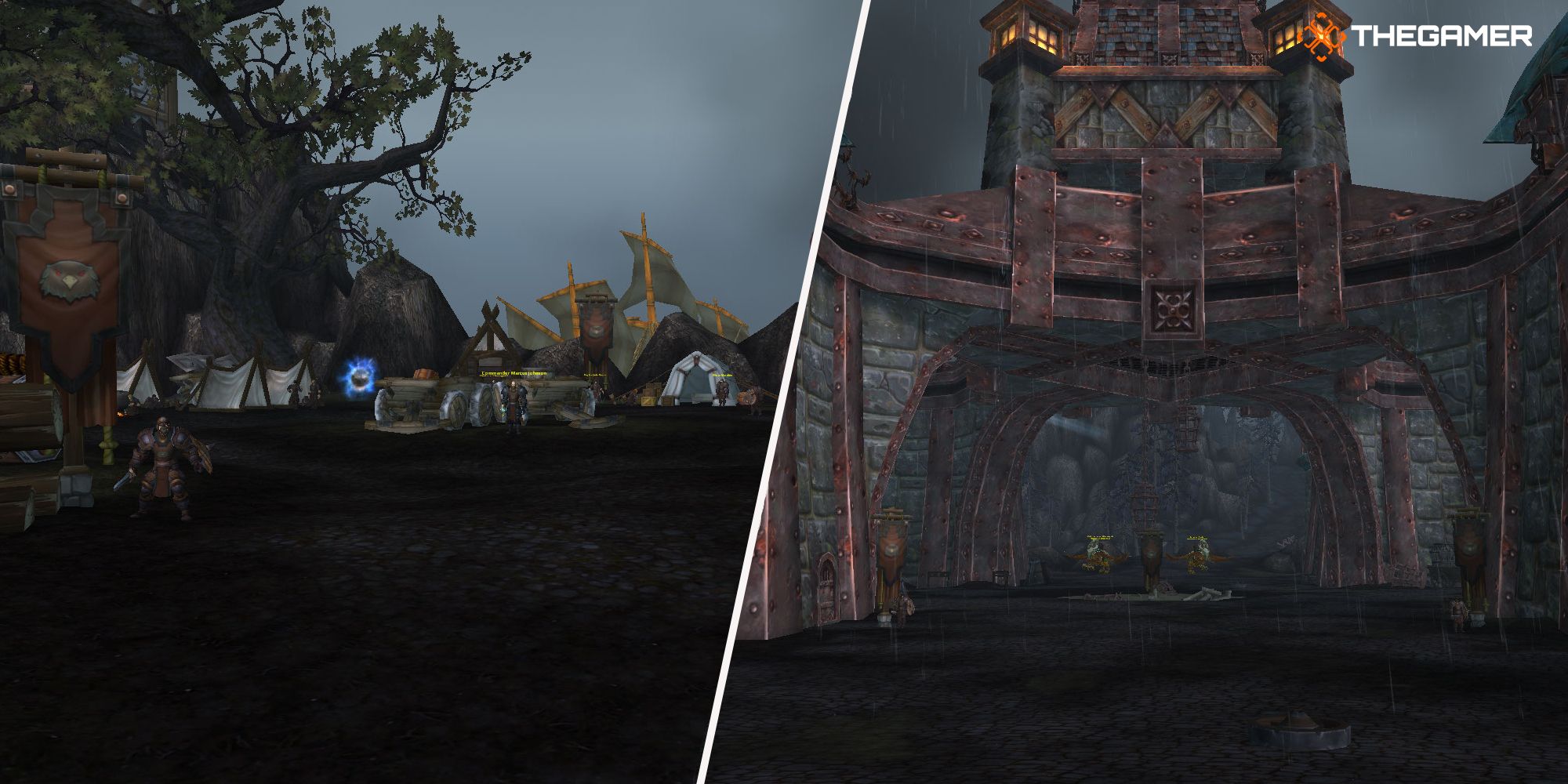 The Baradin&rsquo;s Wardens camp (left) and Baradin Hold (right)