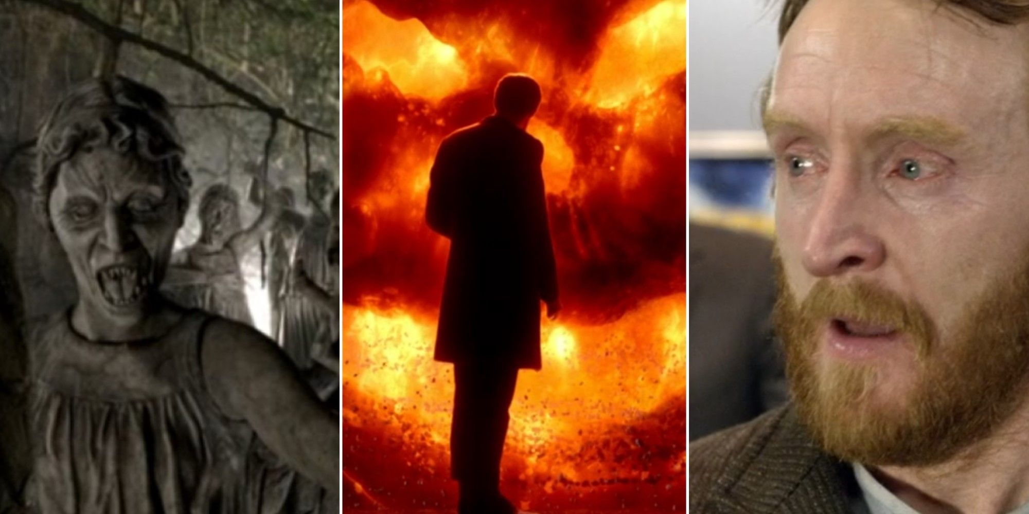 Images from three different Doctor Who episodes featuring The Eleventh Doctor